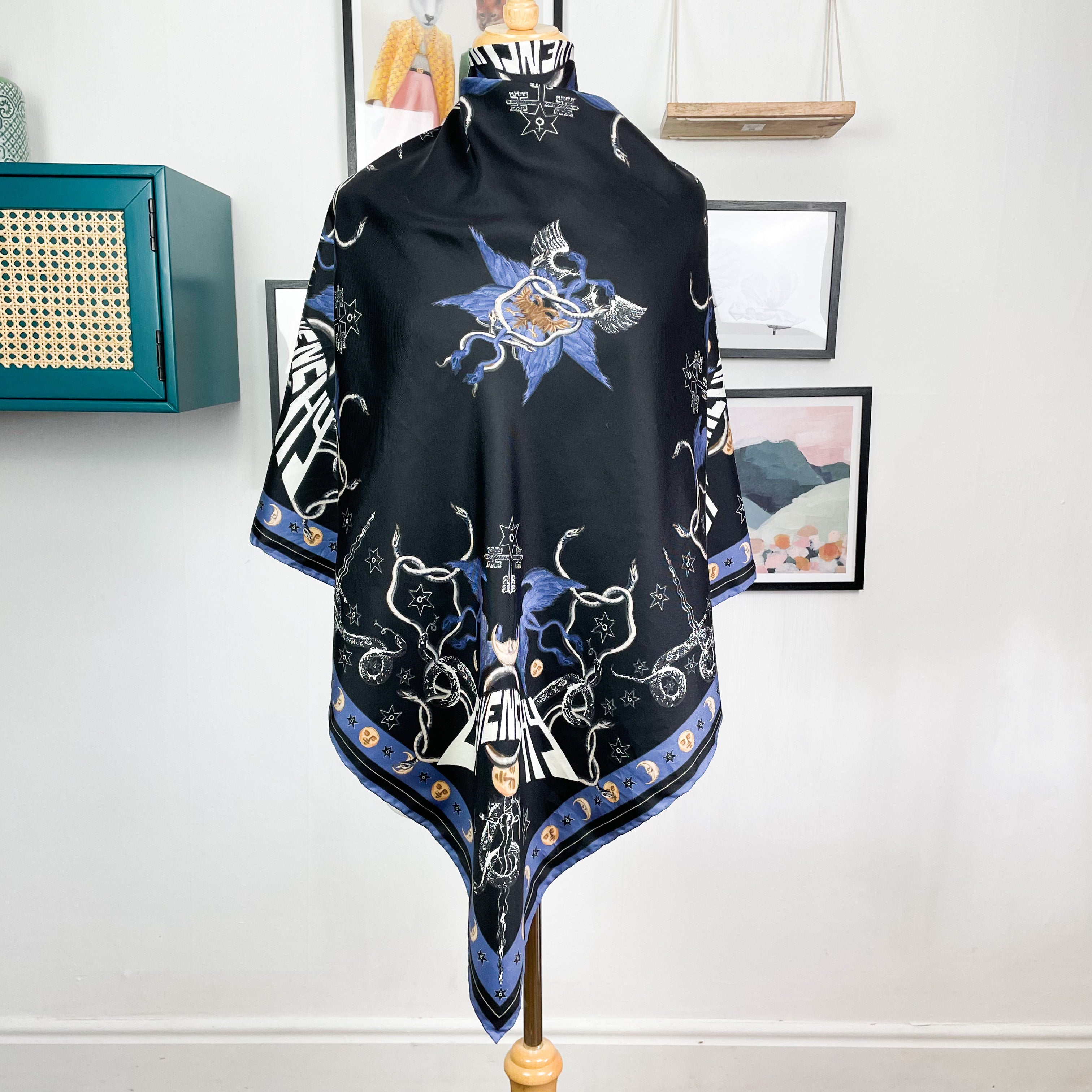 Givenchy Designer Gothic Vintage Silk Scarf