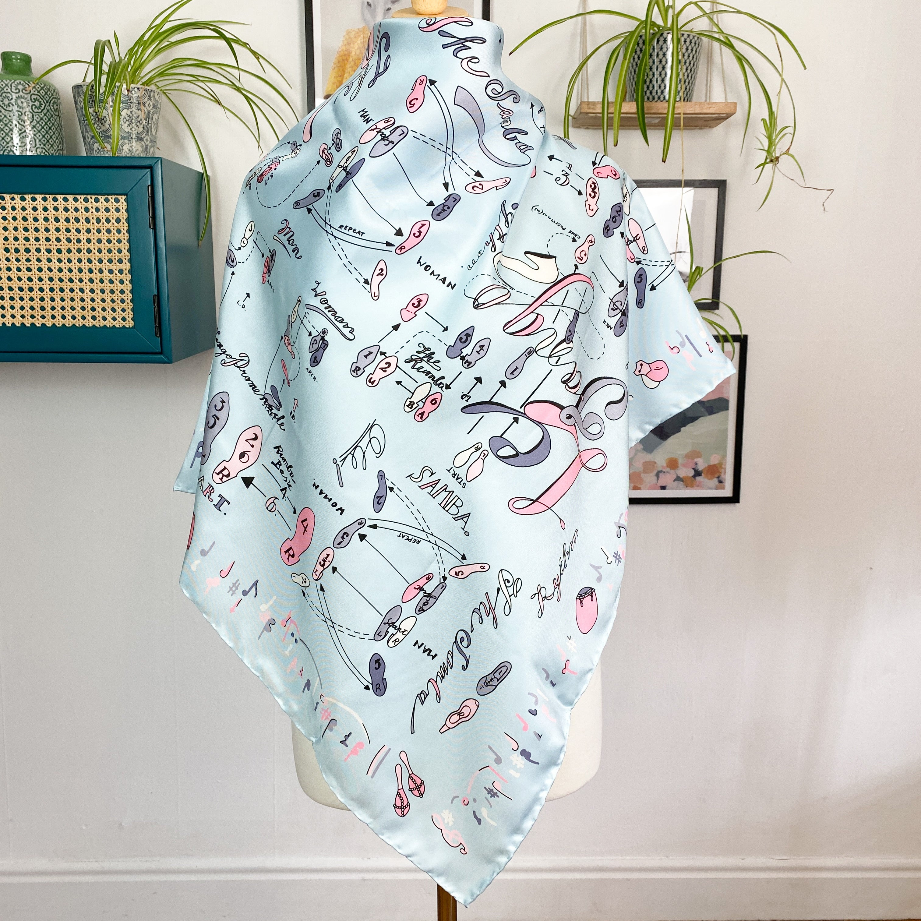 Tango Steps Latin Dancing Design Silk Scarf