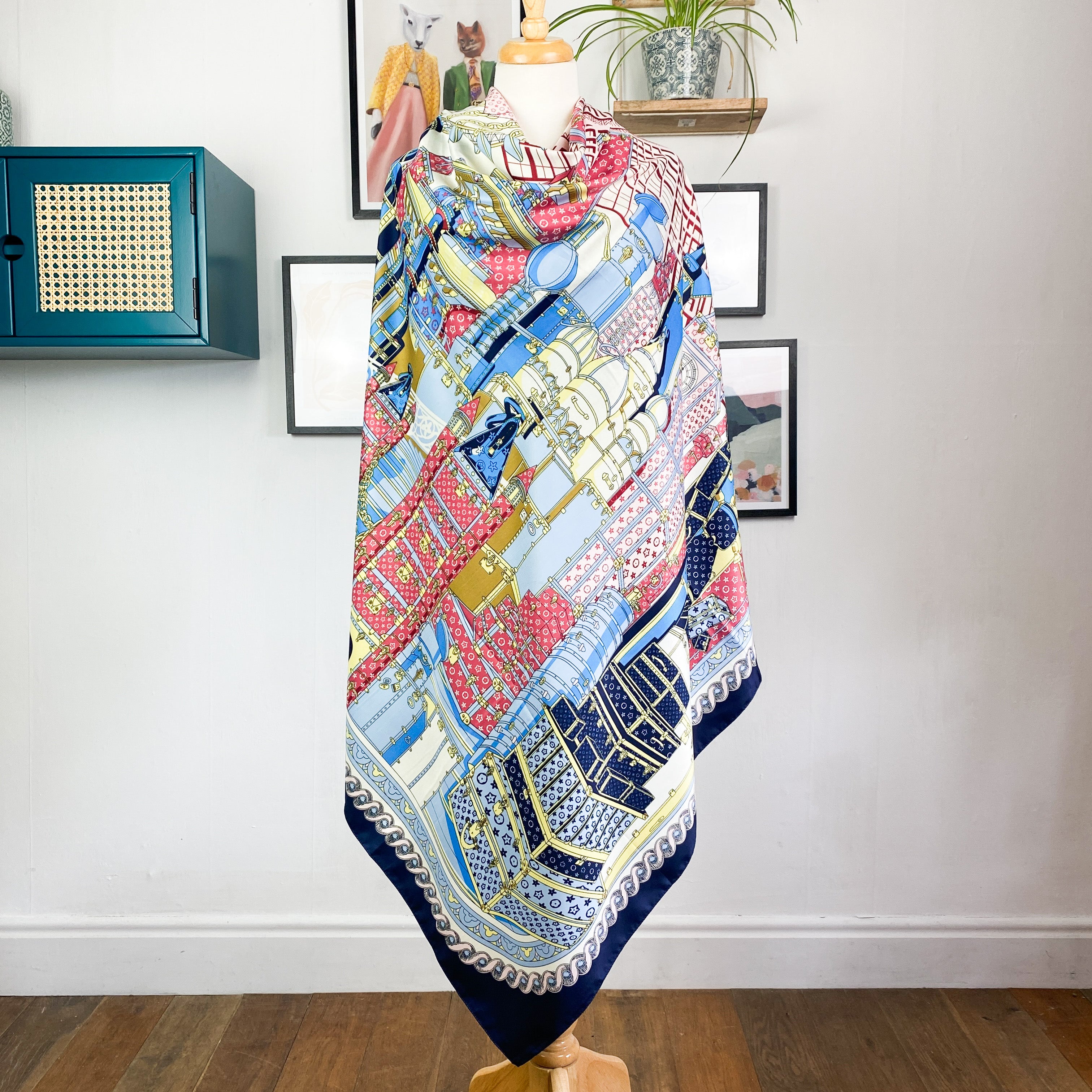 Extra Large Colourful Design Modern Silk Scarf