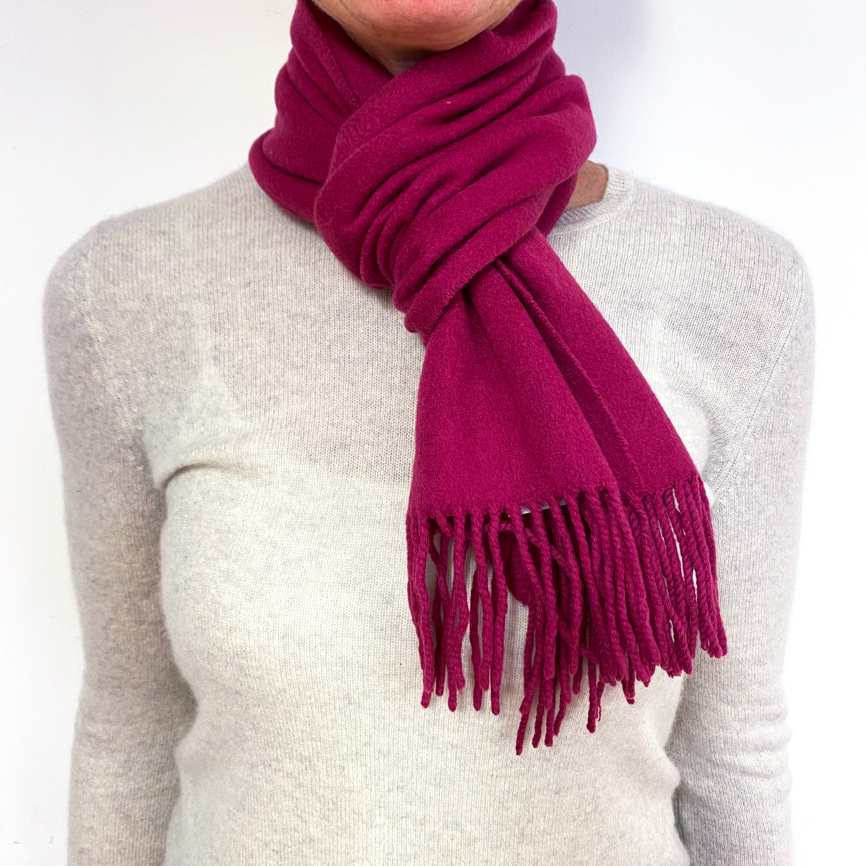 Deep Raspberry Pink Cashmere Scarf