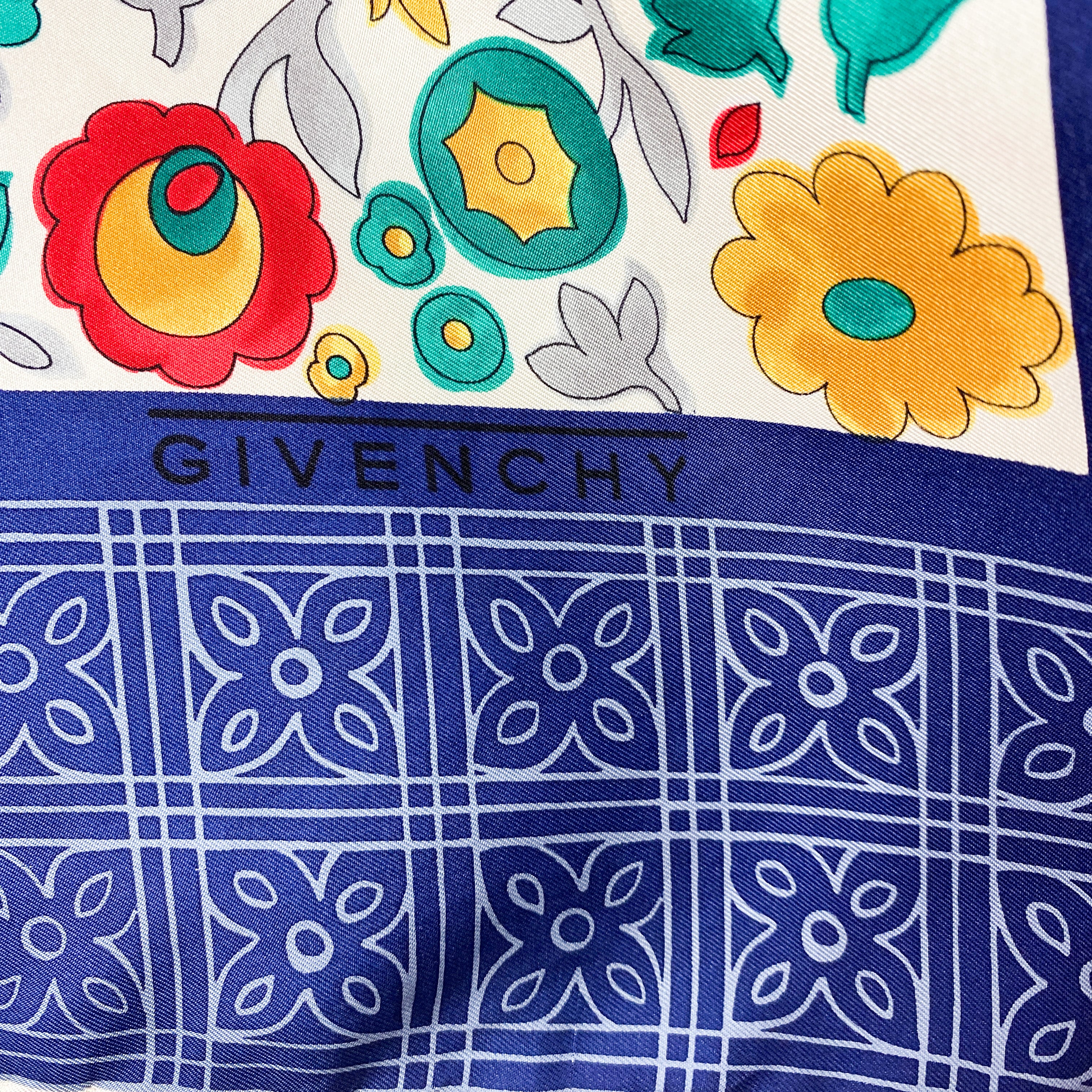 Givenchy Floral Design Vintage Silk Scarf
