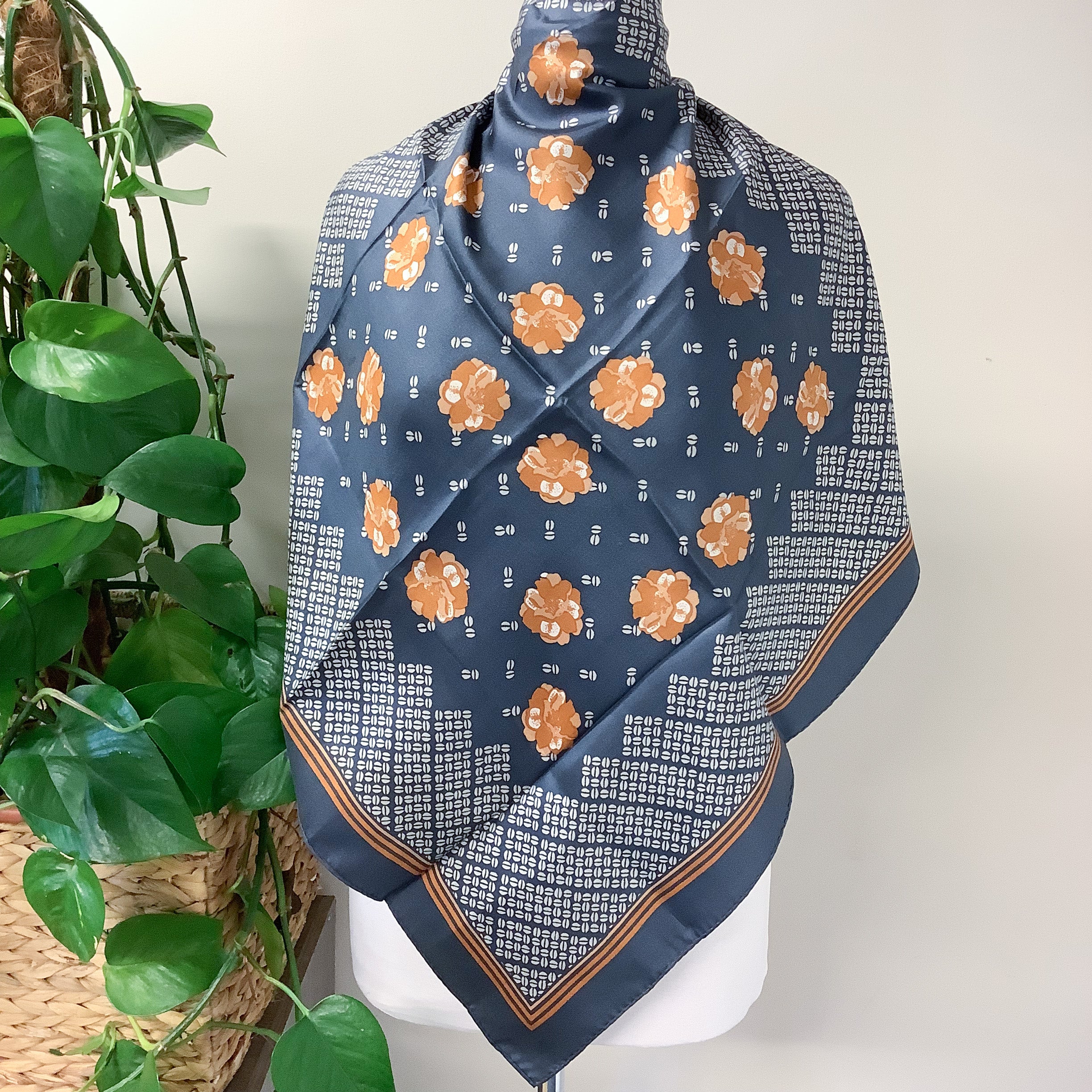 1970s Geometric Vintage Silk Scarf