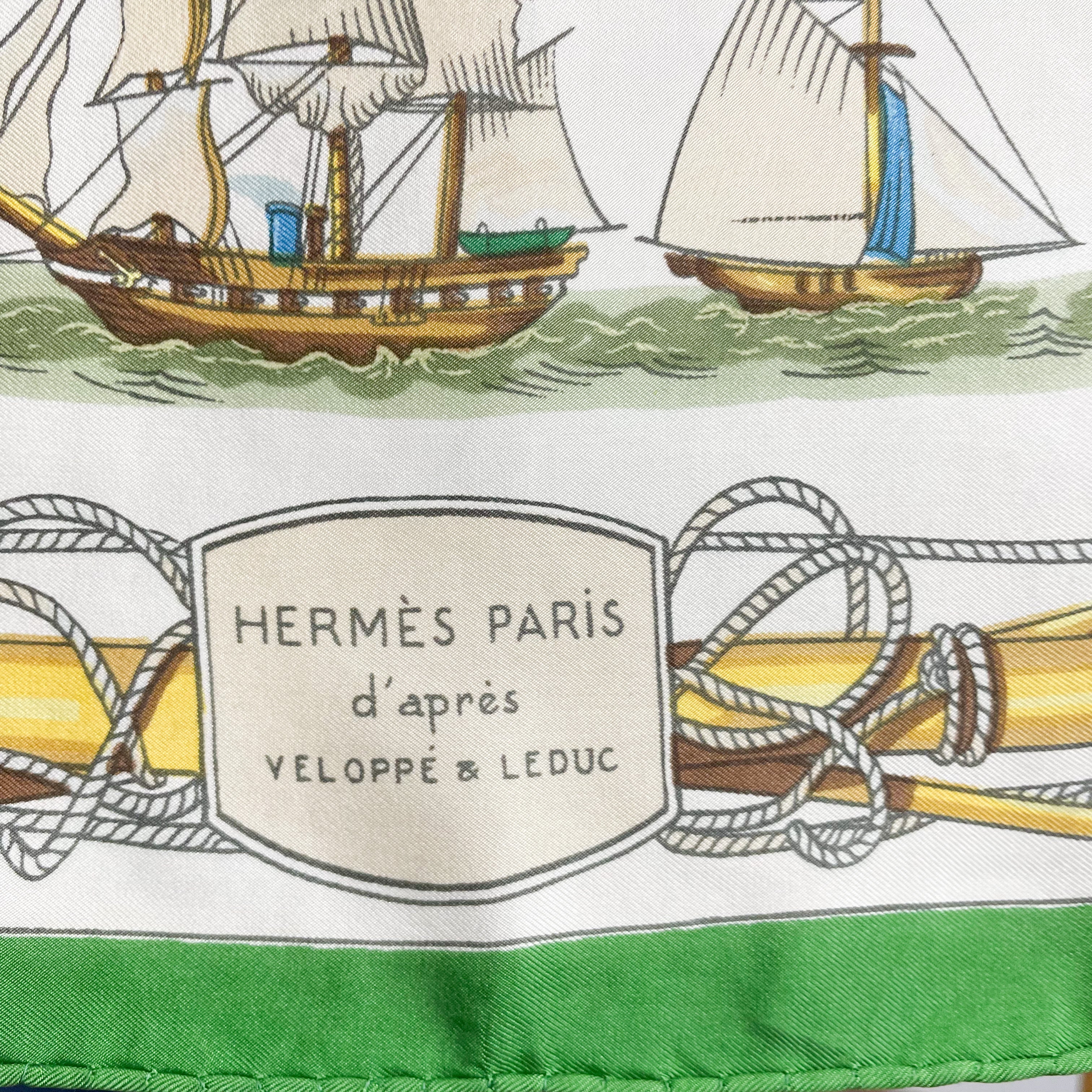 Boxed Hermes Navires d’Europe 1965 Designer Silk Scarf