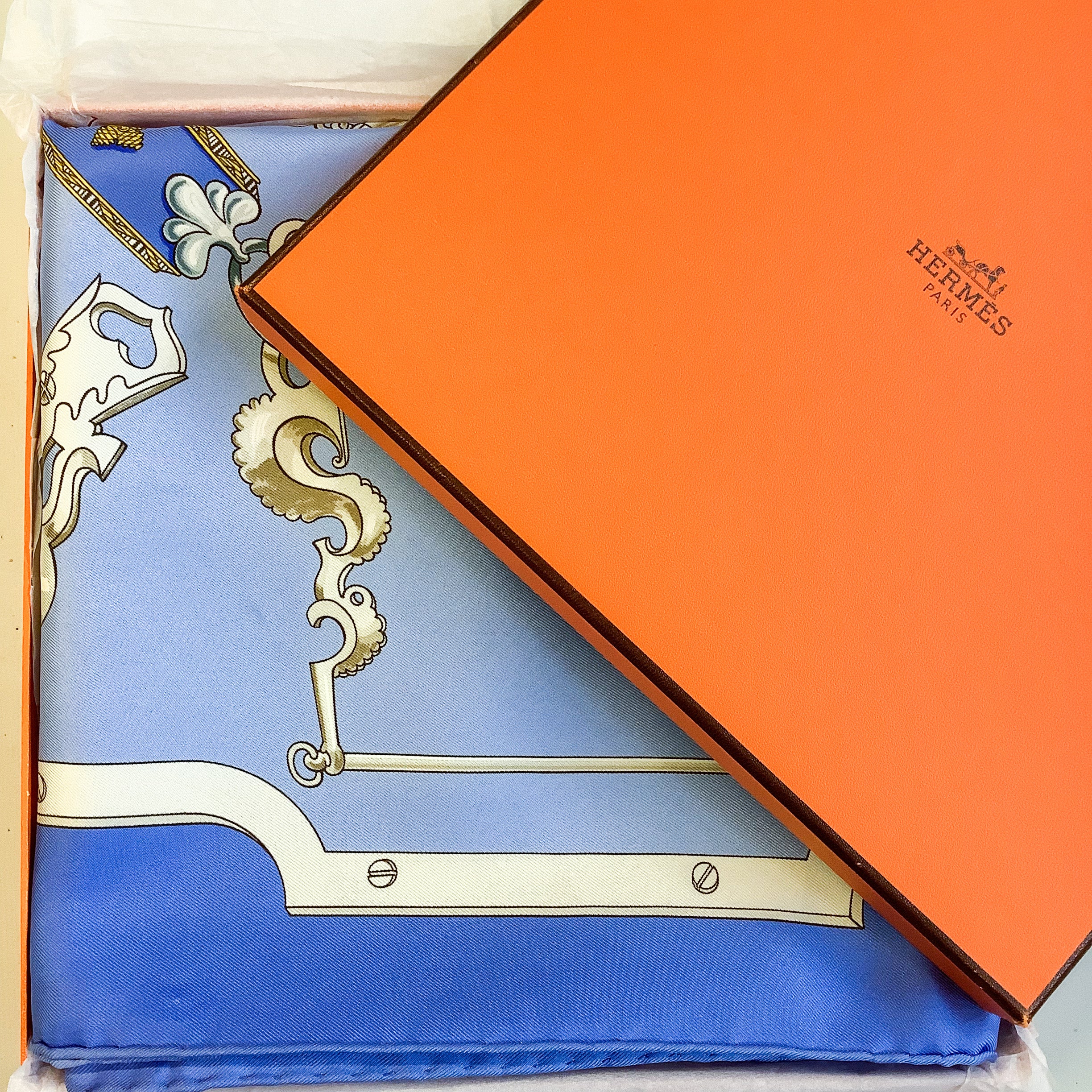 Boxed Hermes Mors et Gormettes Designer Silk Scarf