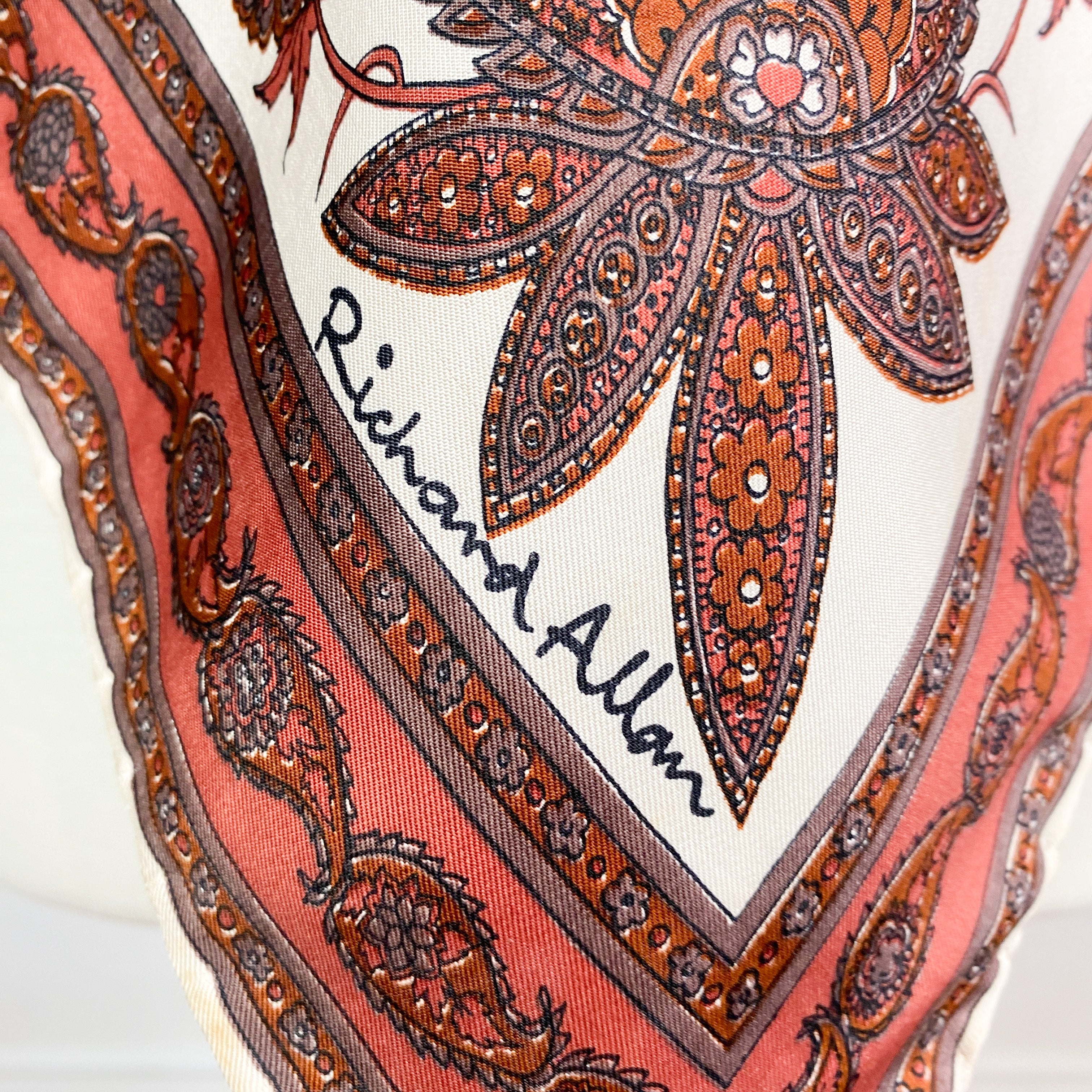 1970s Richard Allan Paisley Vintage Silk Scarf