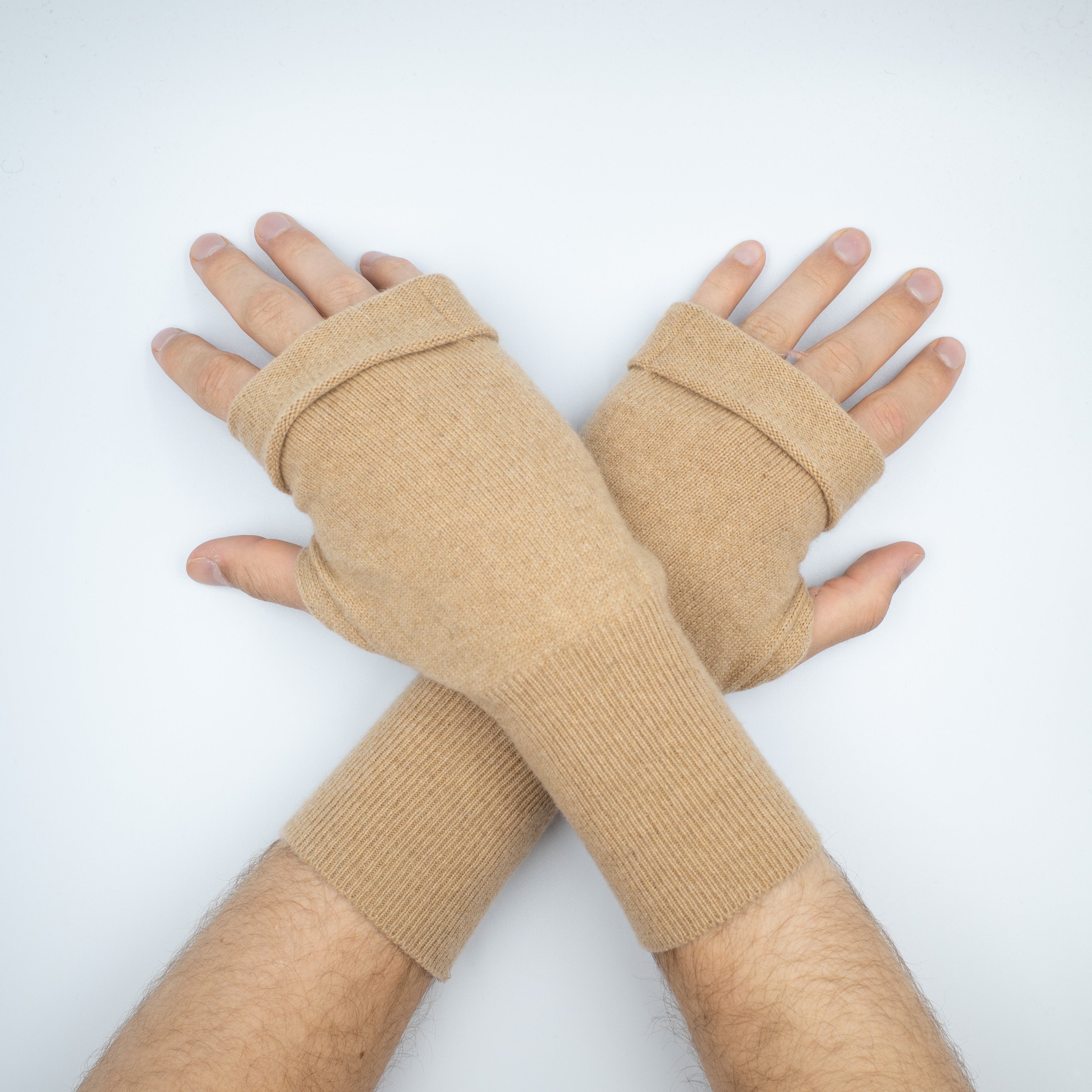 Men’s Camel Fingerless Gloves