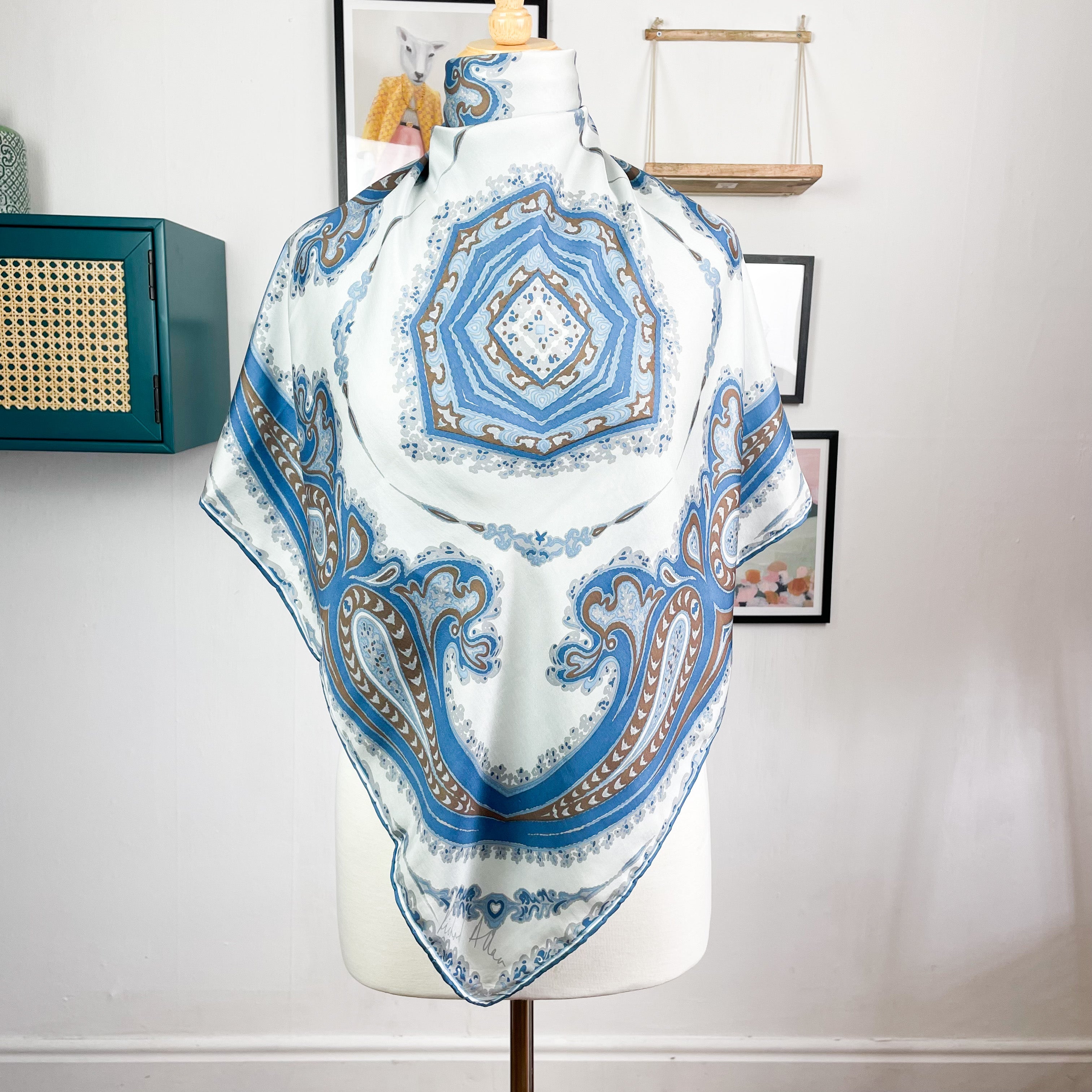 1970s Richard Allan Paisley Vintage Silk Scarf