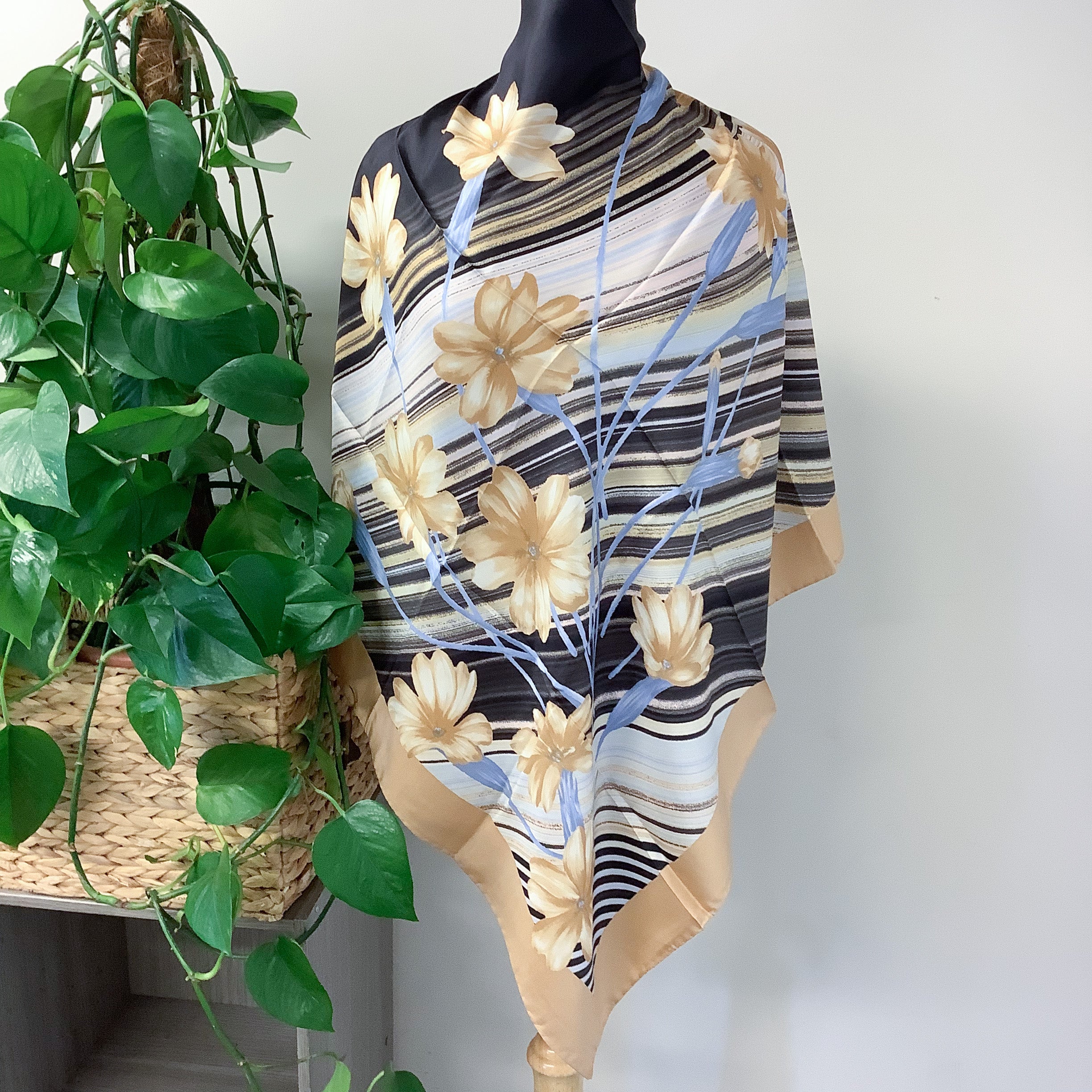 Italian Floral Design Silk Scarf