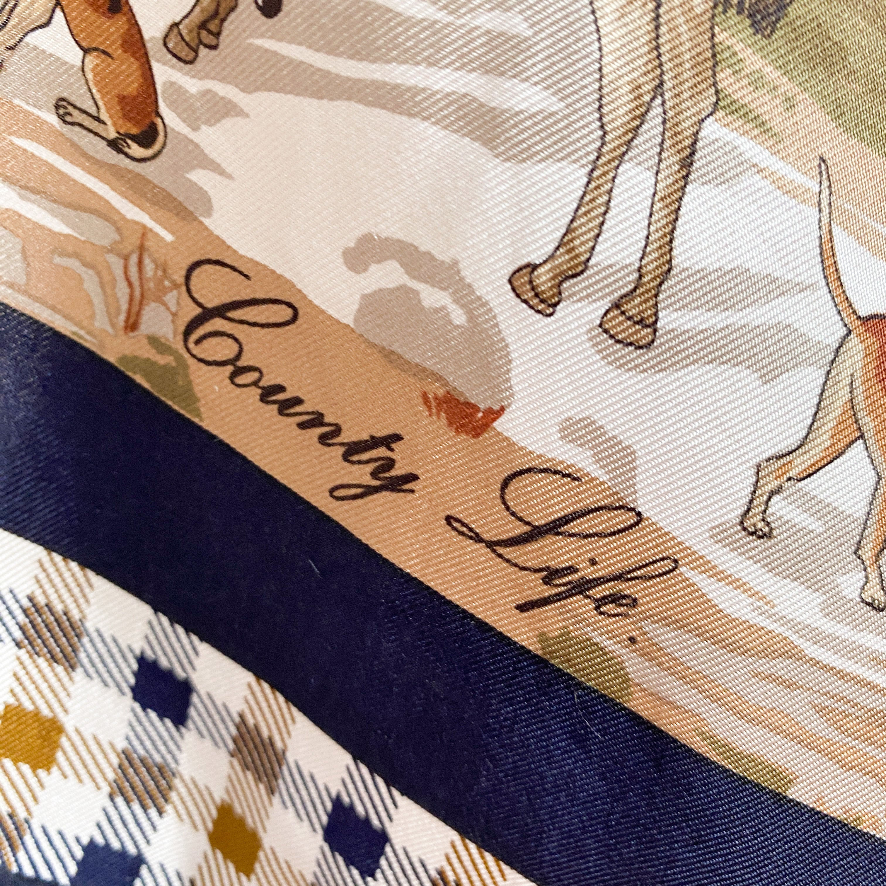 Aquascutum Hunting Scene Vintage Silk Scarf