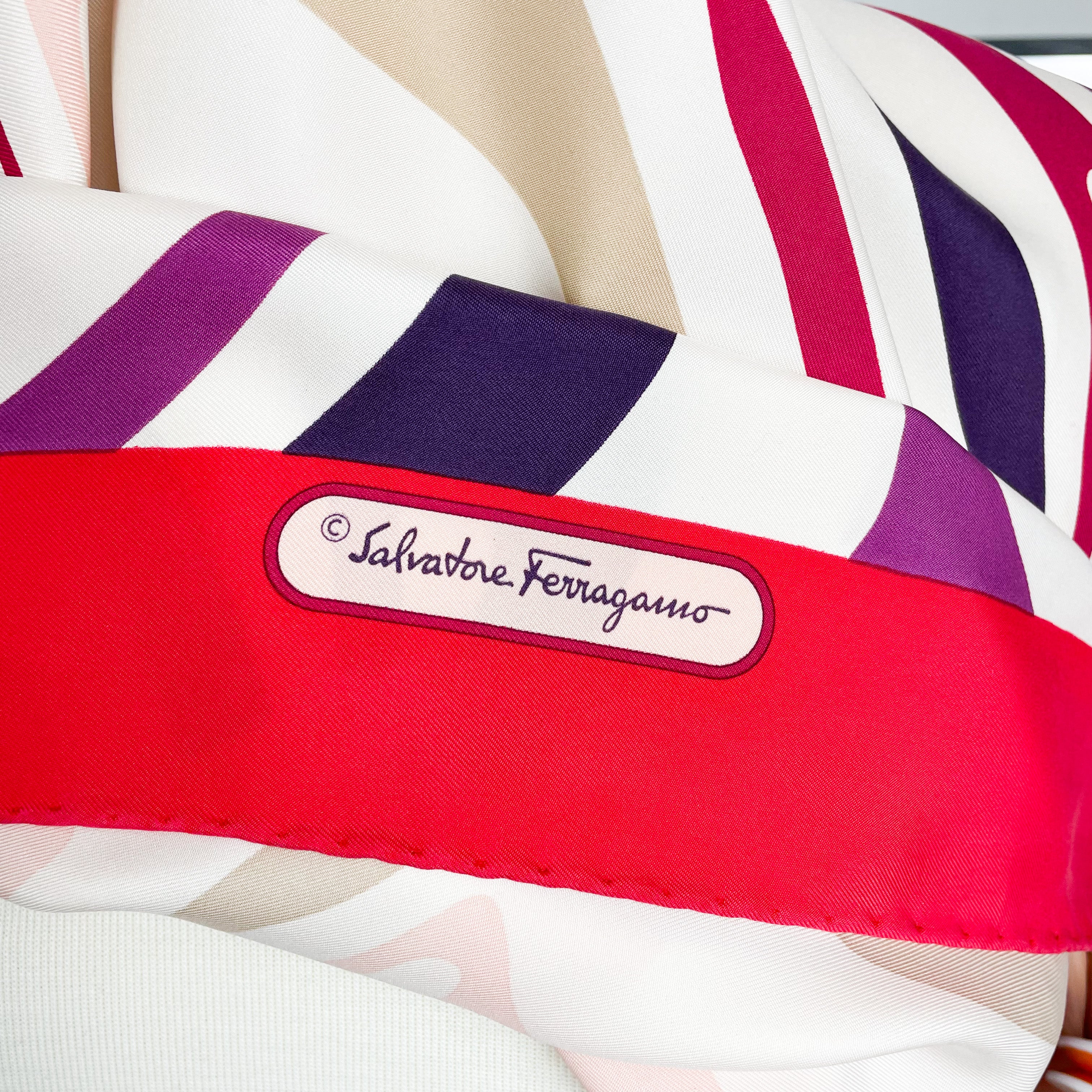 Salvatore Ferragamo Italian Designer Silk Scarf