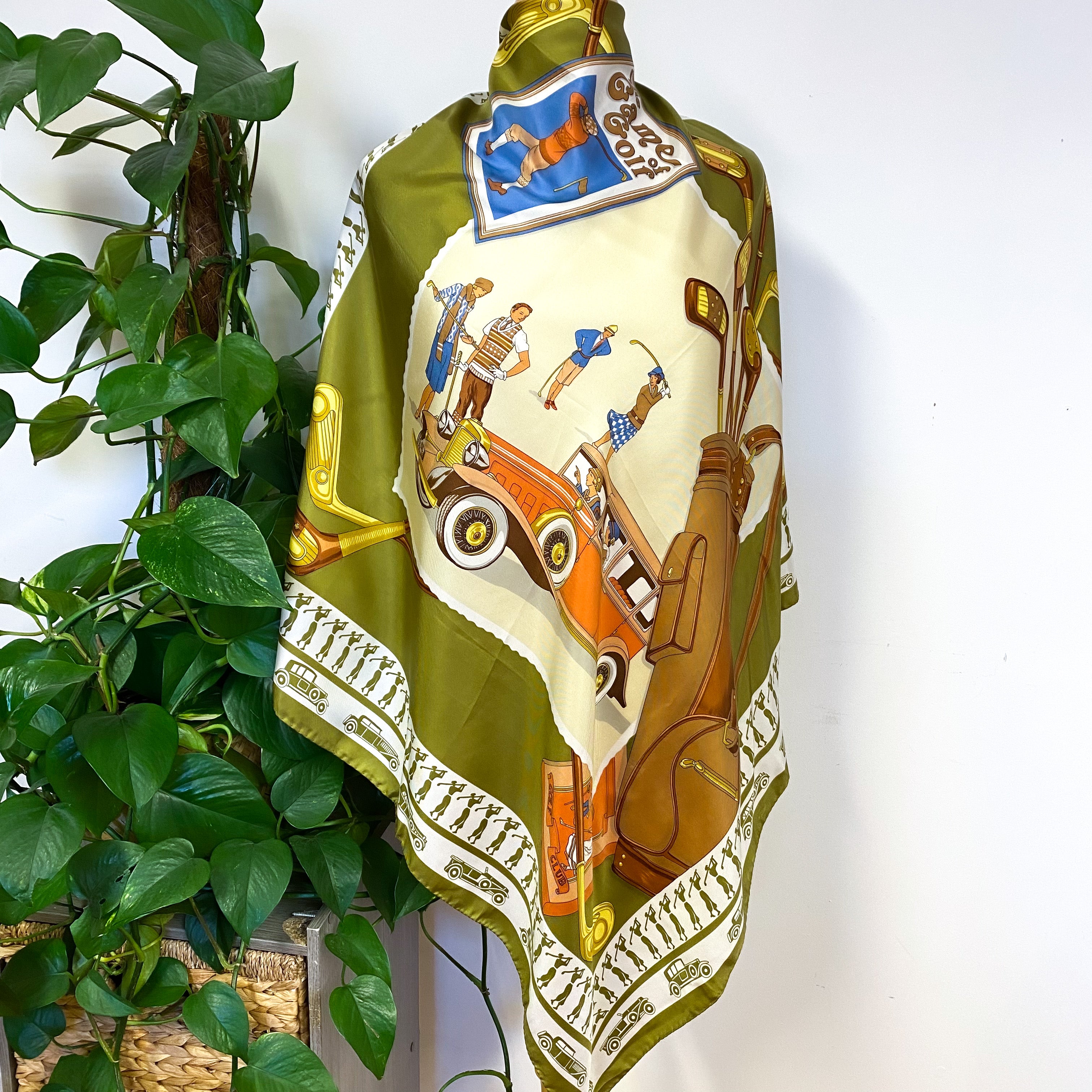 Golf Design Italian Vintage Silk Scarf