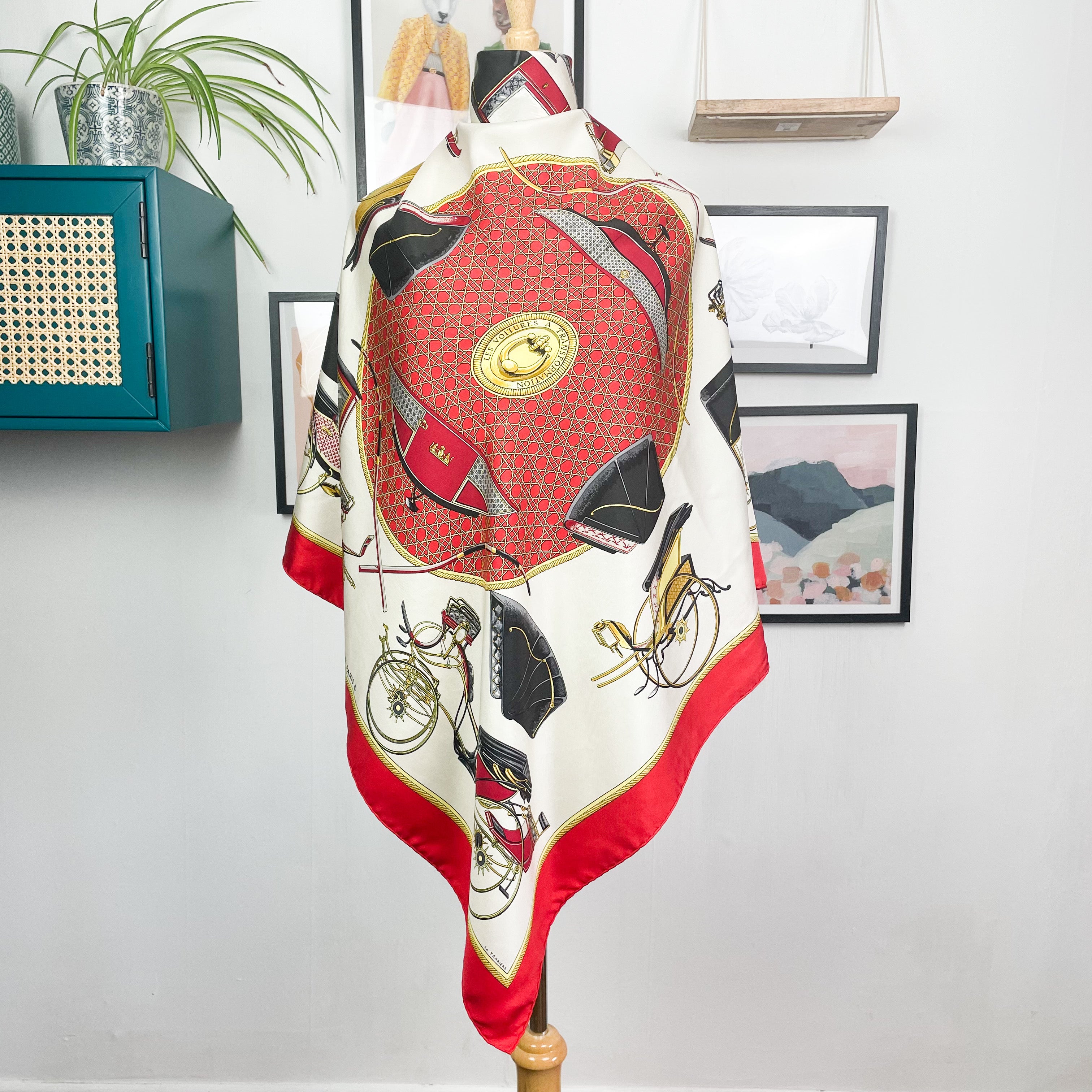 Boxed Hermes Les Voitures a Transformation 1965 Designer Silk Scarf