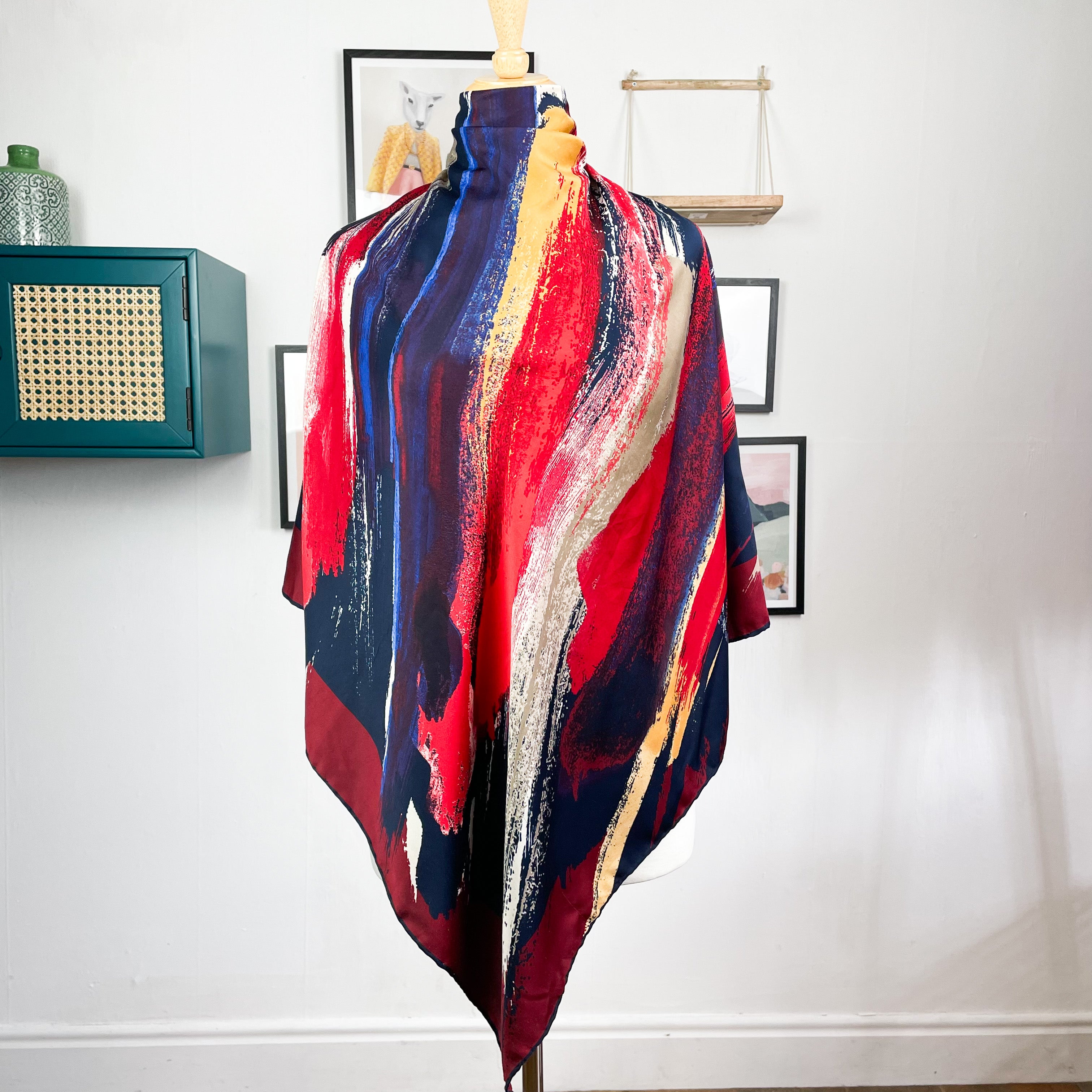Abstract Design Italian Vintage Silk Scarf