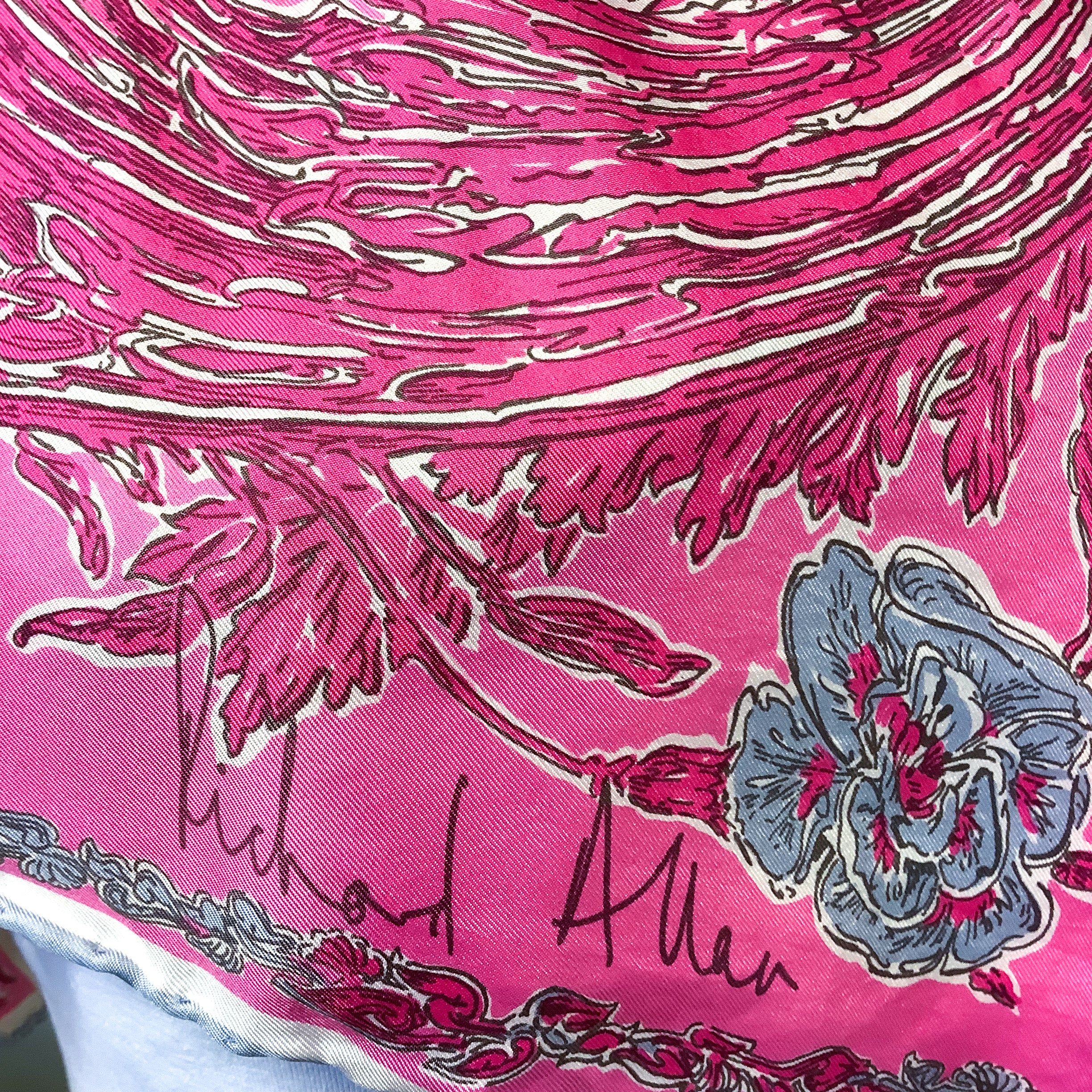 1970s Richard Allan Floral Abstract Vintage Silk Scarf