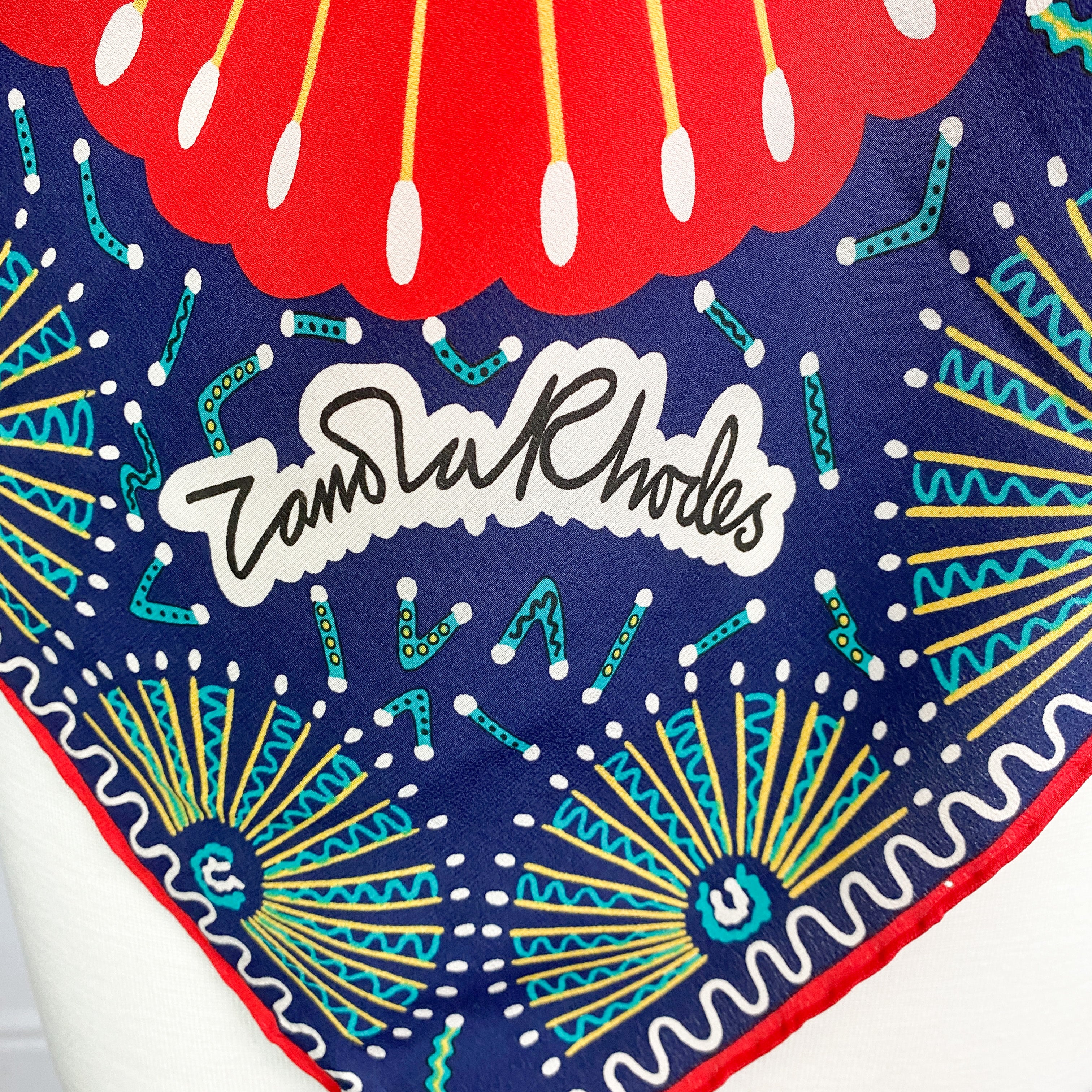 1970s Zandra Rhodes Designer Silk Scarf