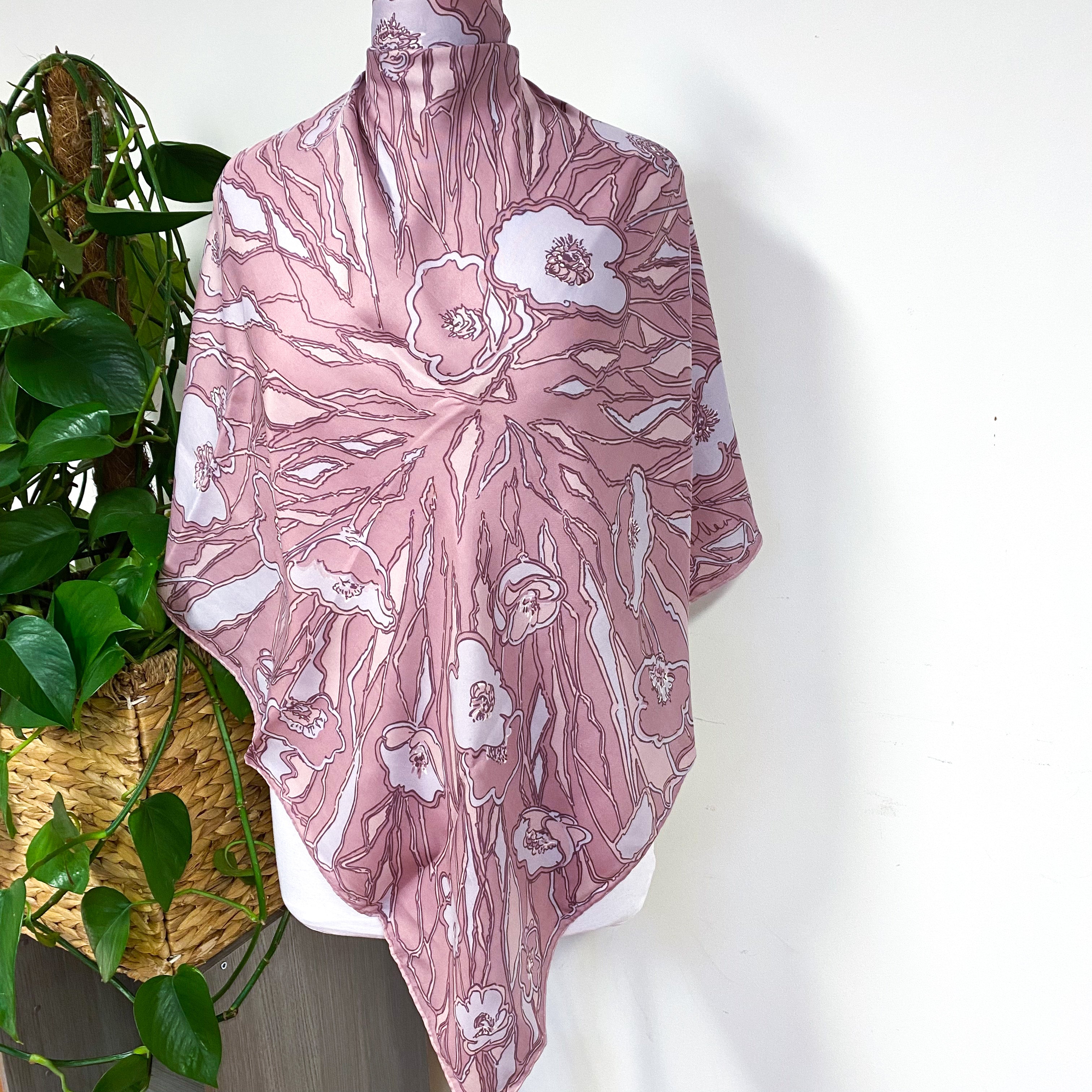 1970s Richard Allan Floral Abstract Vintage Silk Scarf