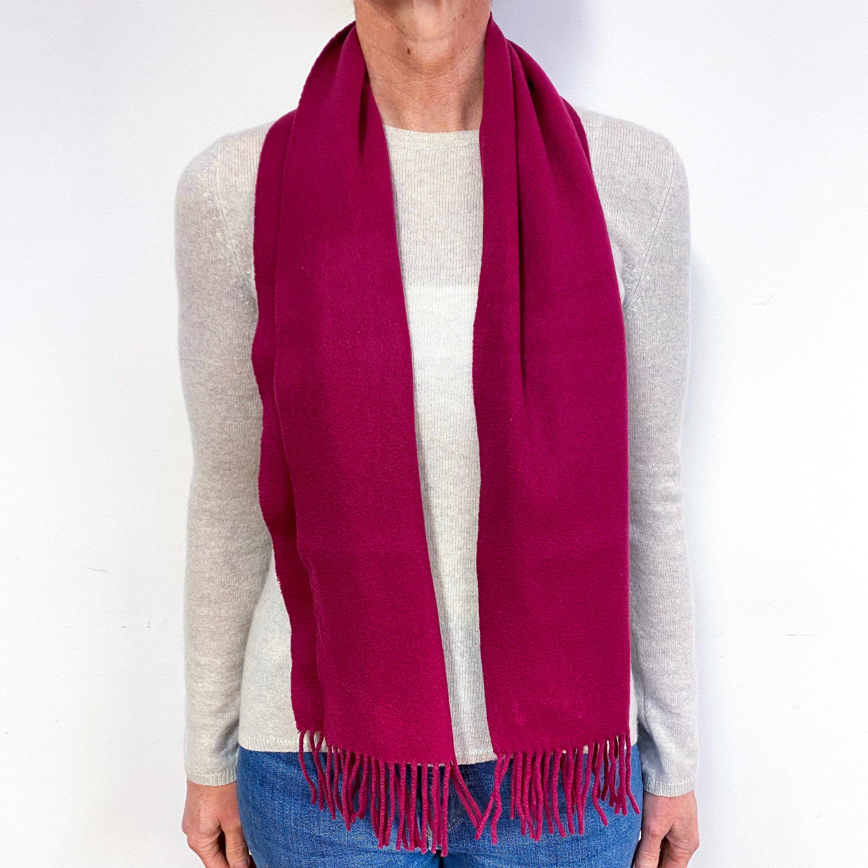 Deep Raspberry Pink Cashmere Scarf