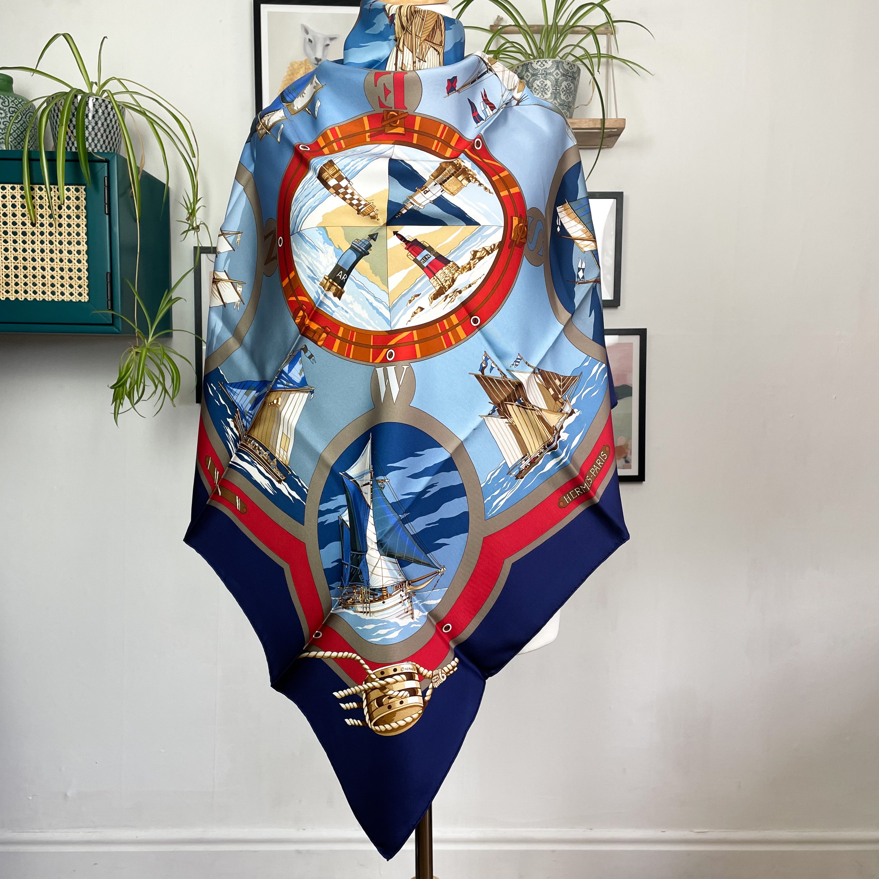 Unworn Boxed Hermes Belles Amures 2002 Vintage Silk Scarf