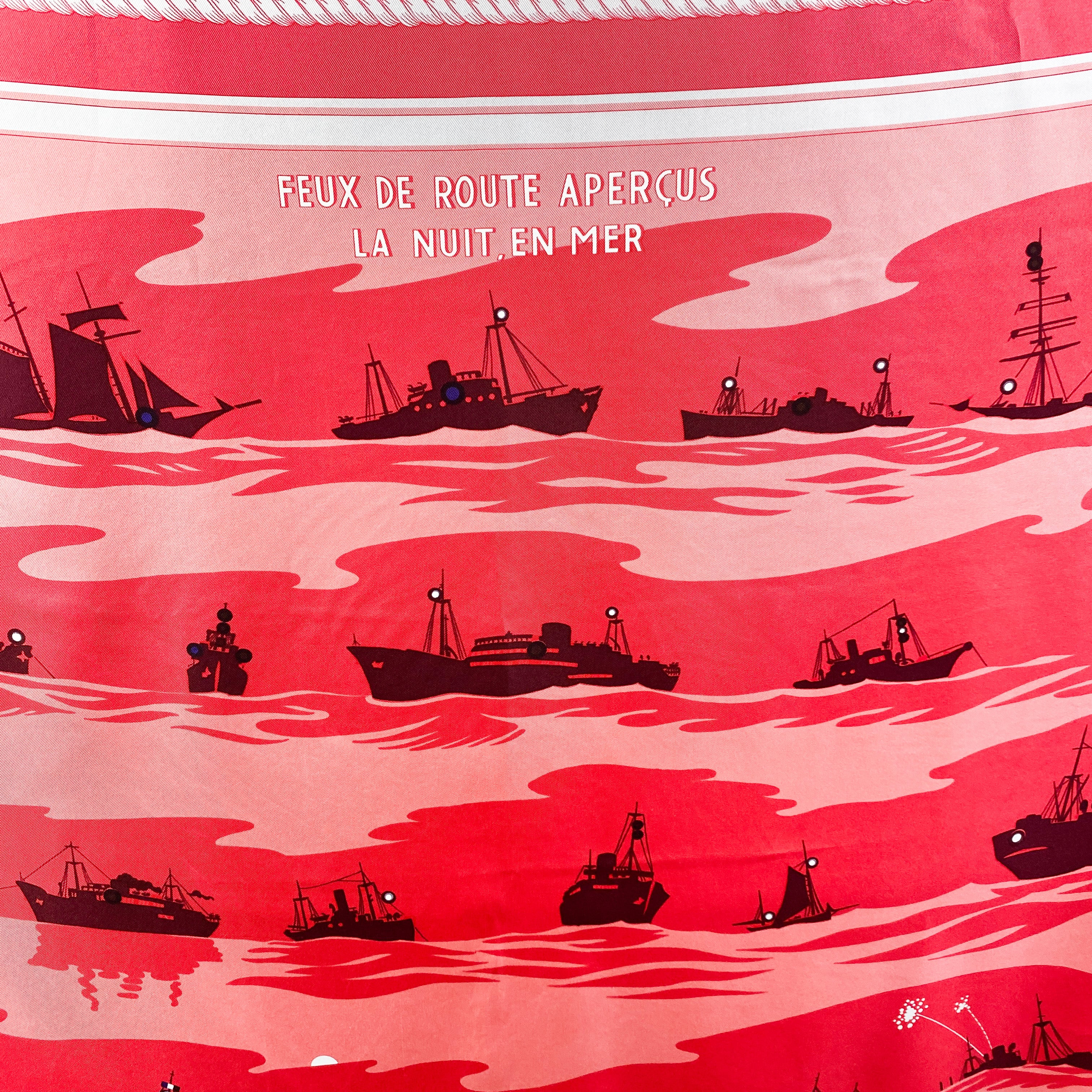 Boxed Hermes Feux De Route La Nuit en Mer Vintage Silk Scarf
