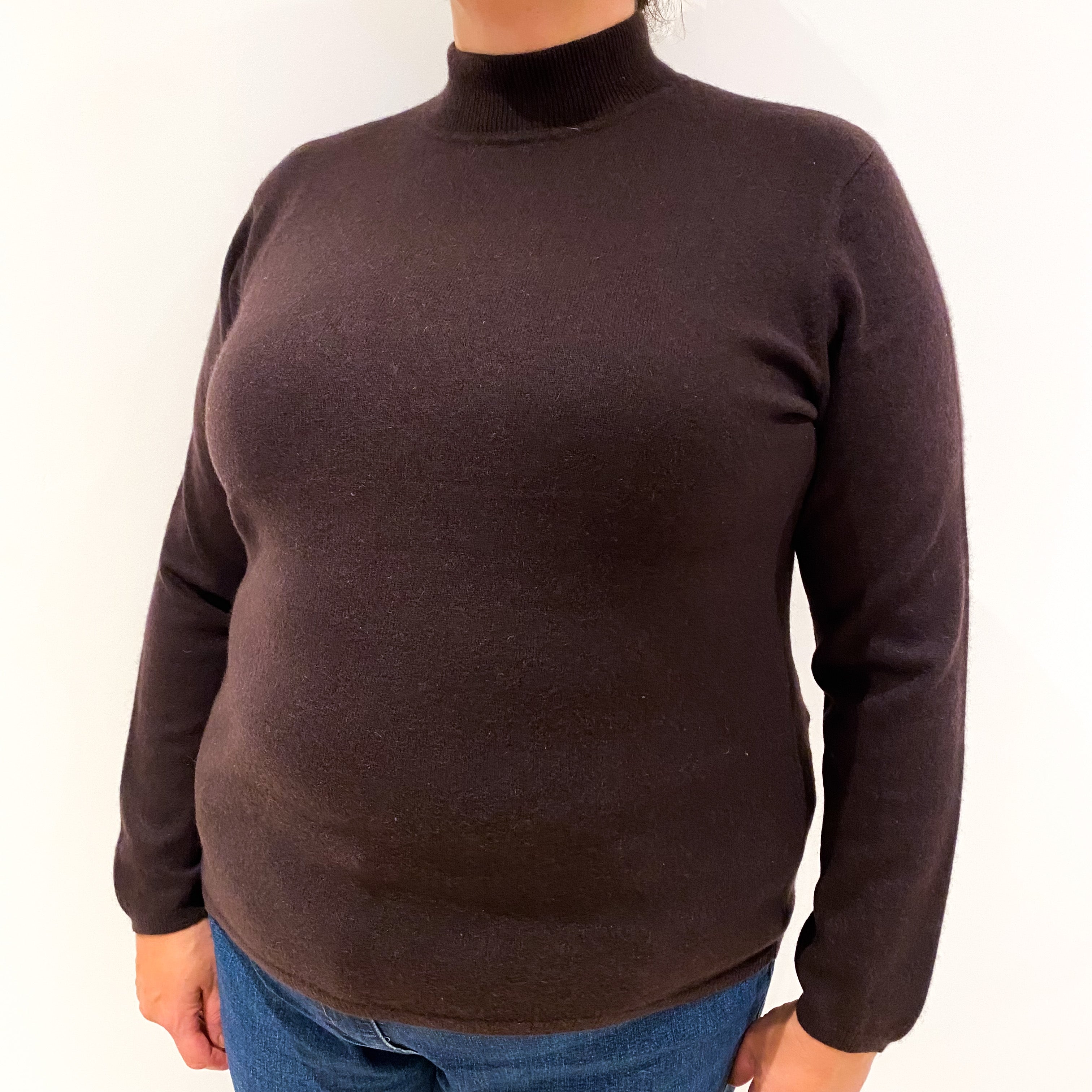 Peppercorn Brown Cashmere Polo Neck Jumper Extra Large