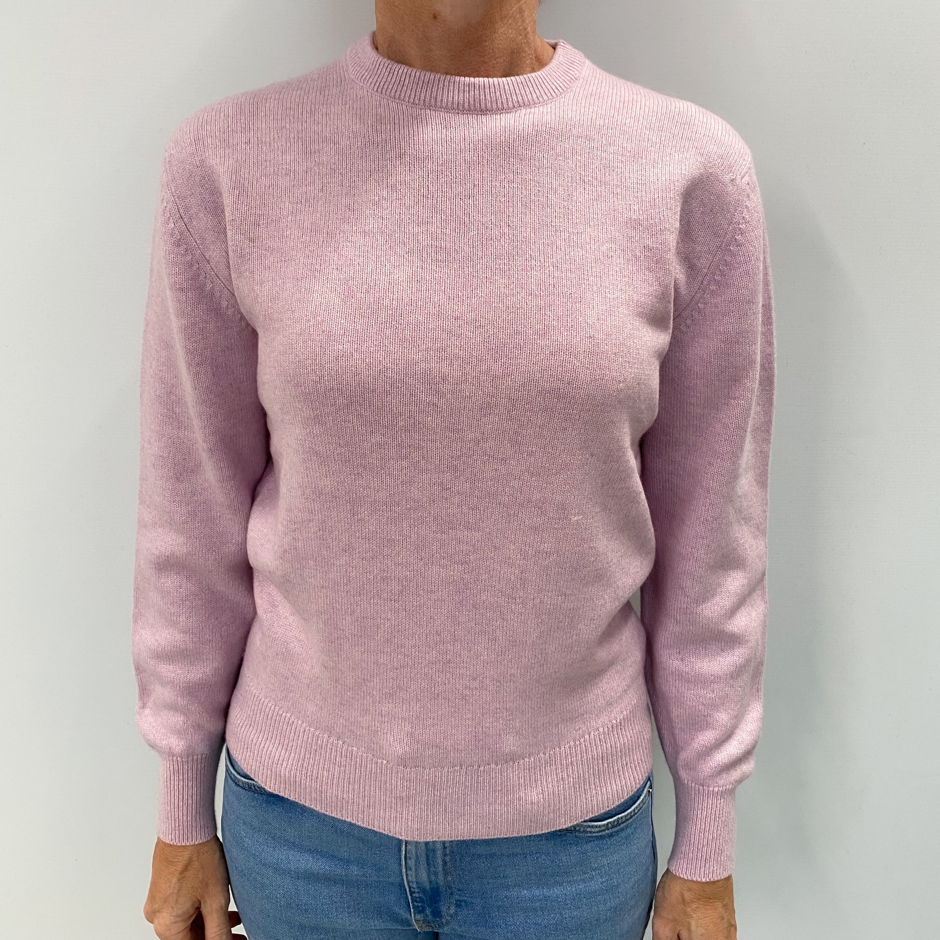 Scottish Mauve Pink Cashmere Crew Neck Jumper Small