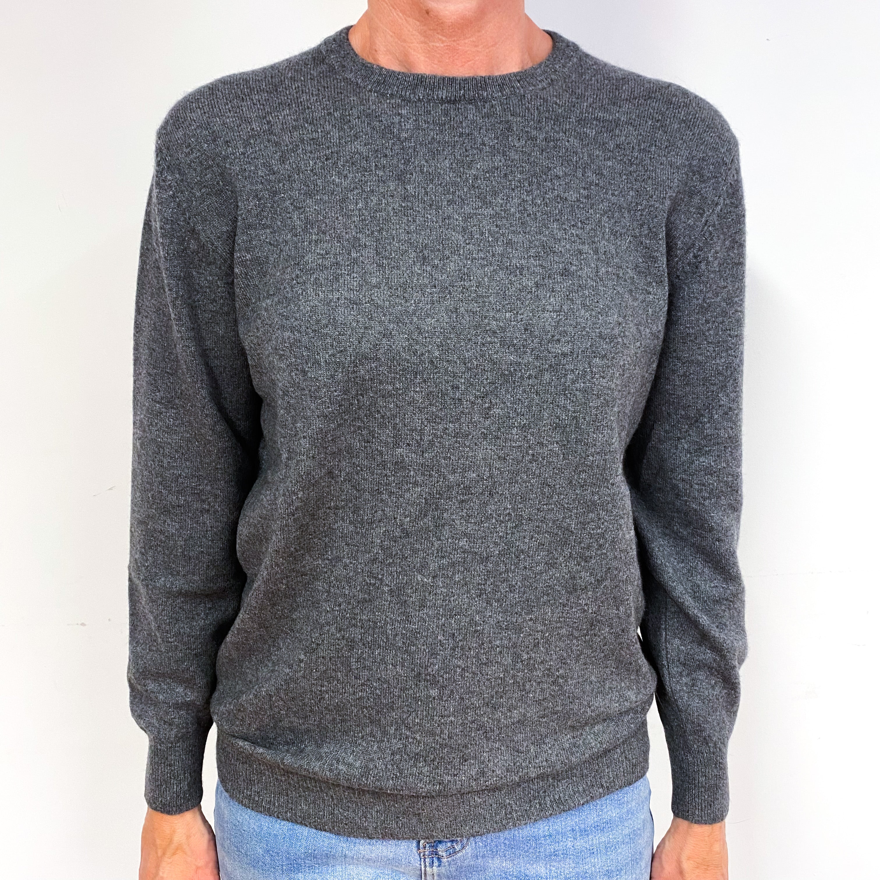 Slate Grey Cashmere Crew Neck Jumper Medium