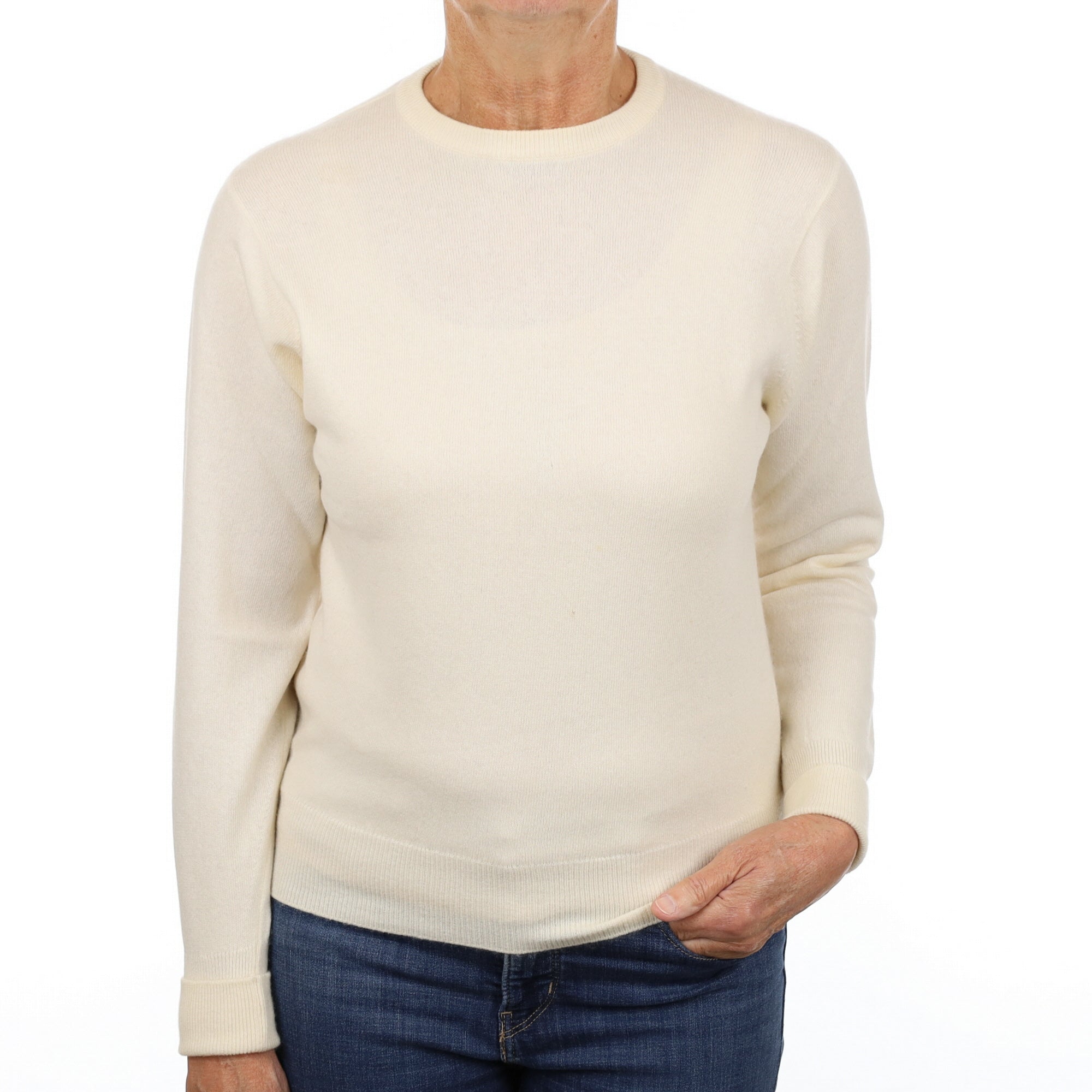 Vanilla Cream Cashmere Crew Neck Jumper Medium