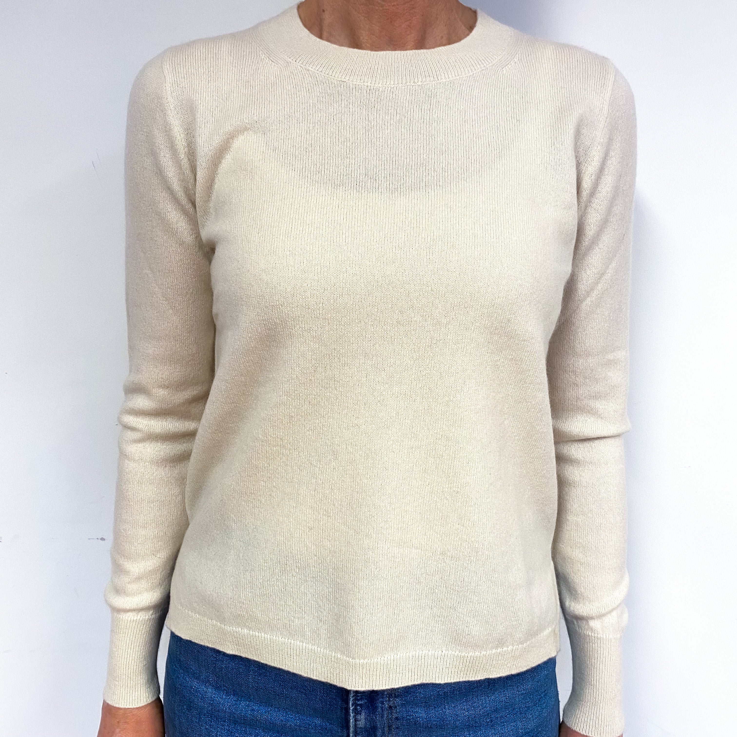 Vanilla Cream Cashmere Crew Neck Jumper Medium