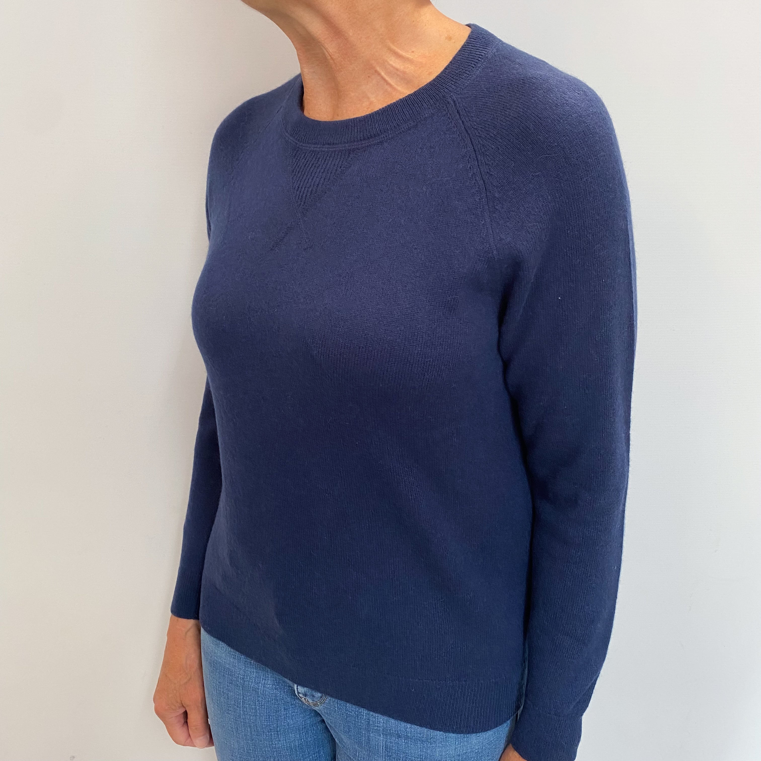 French Navy Cashmere Crew Neck Jumper Medium