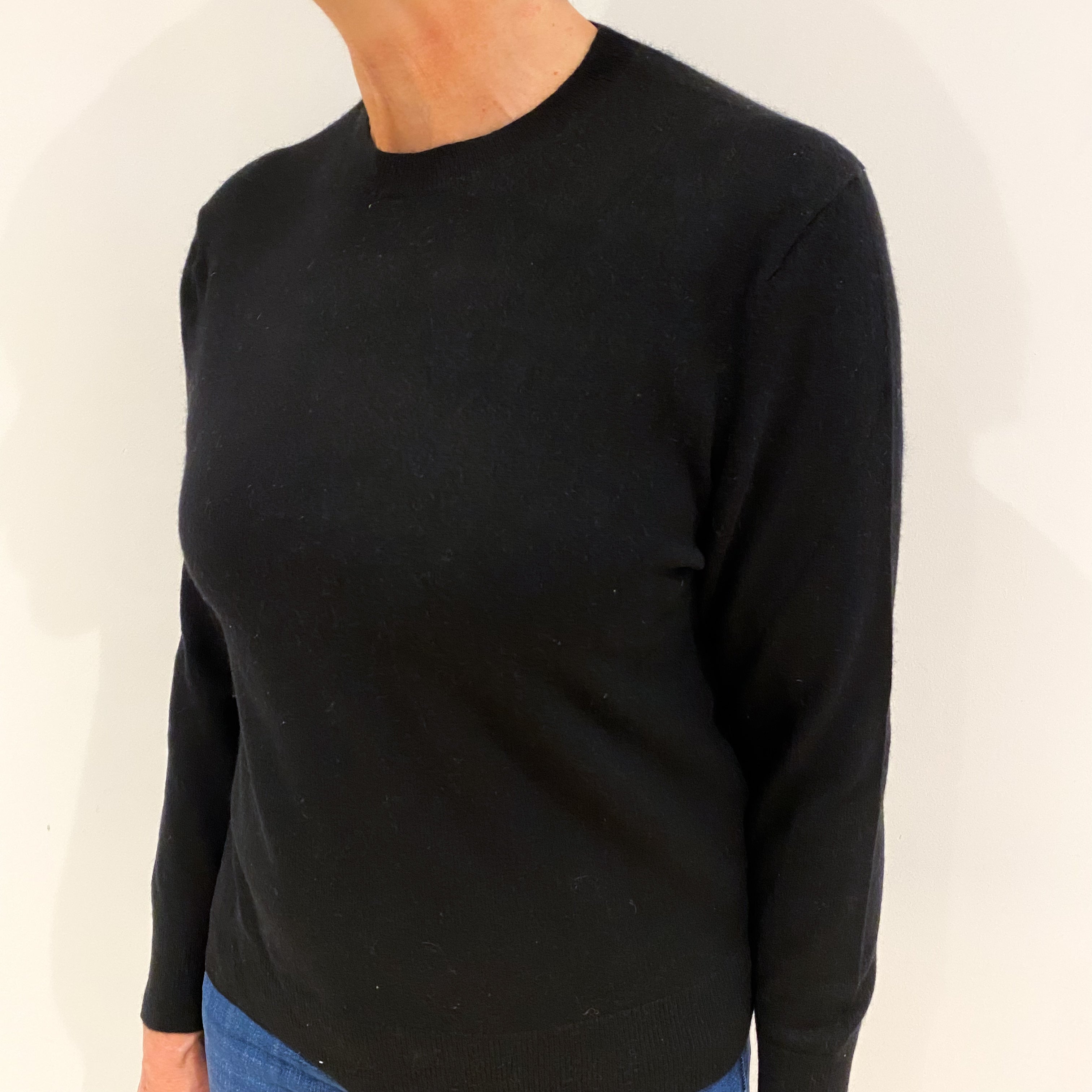 Black Cashmere Crew Neck Jumper Medium