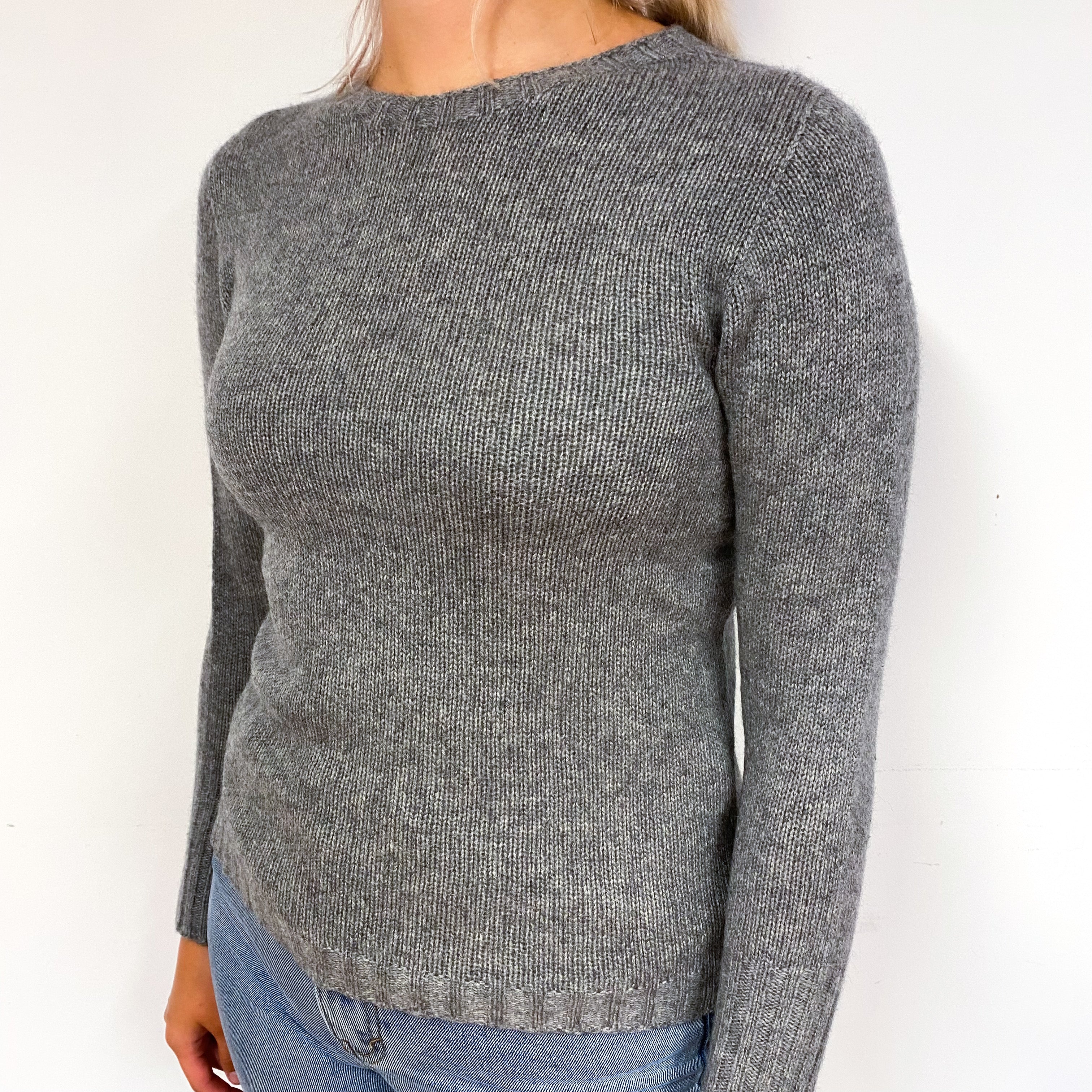 Ash Grey Cashmere Crew Neck Jumper Small