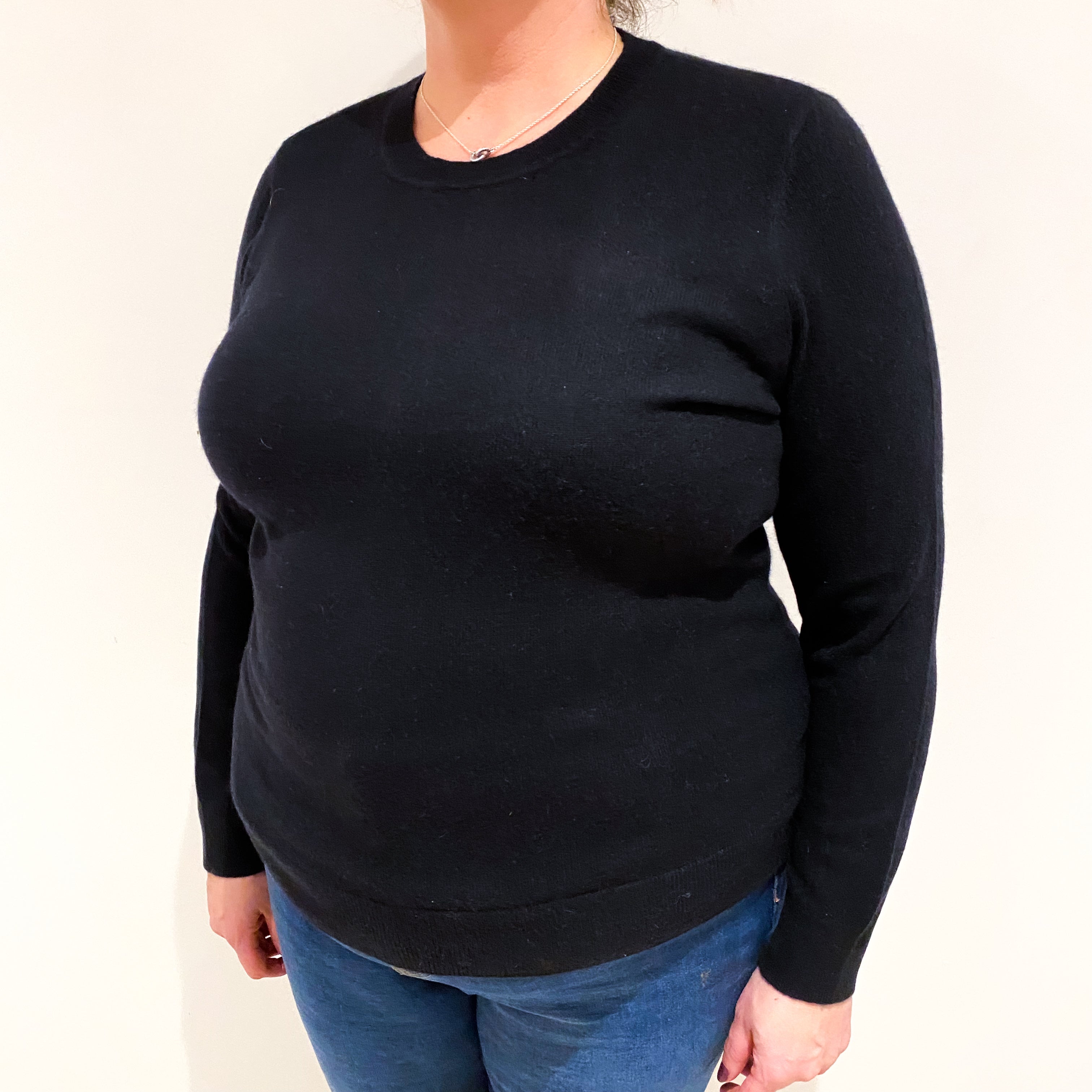 Black Cashmere Crew Neck Jumper Extra Large