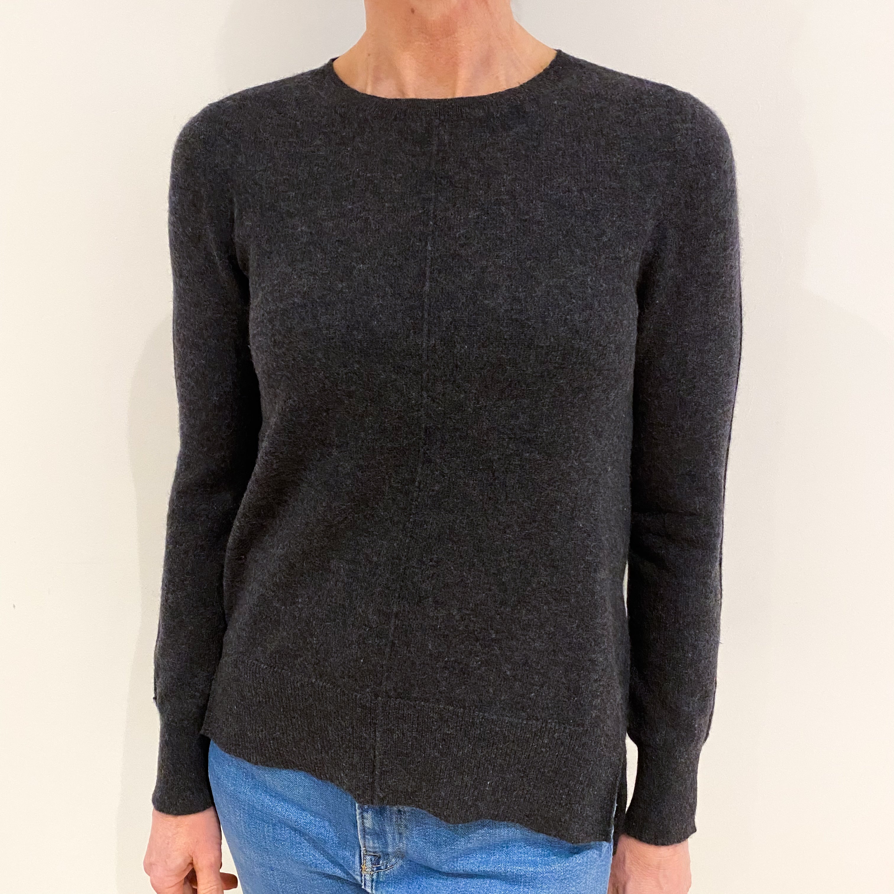 Charcoal Grey Cashmere Crew Neck Jumper Small