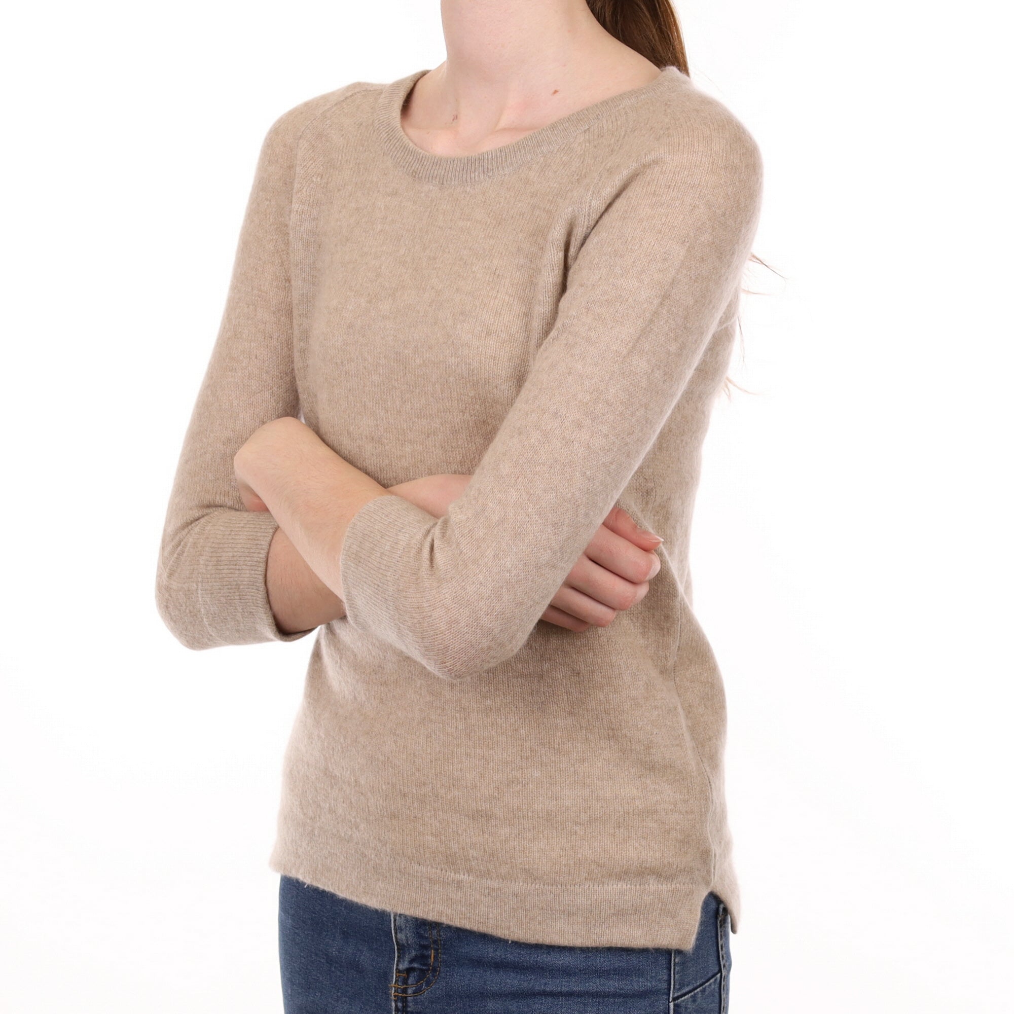 Fawn Beige Cashmere Crew Neck Jumper Extra Small