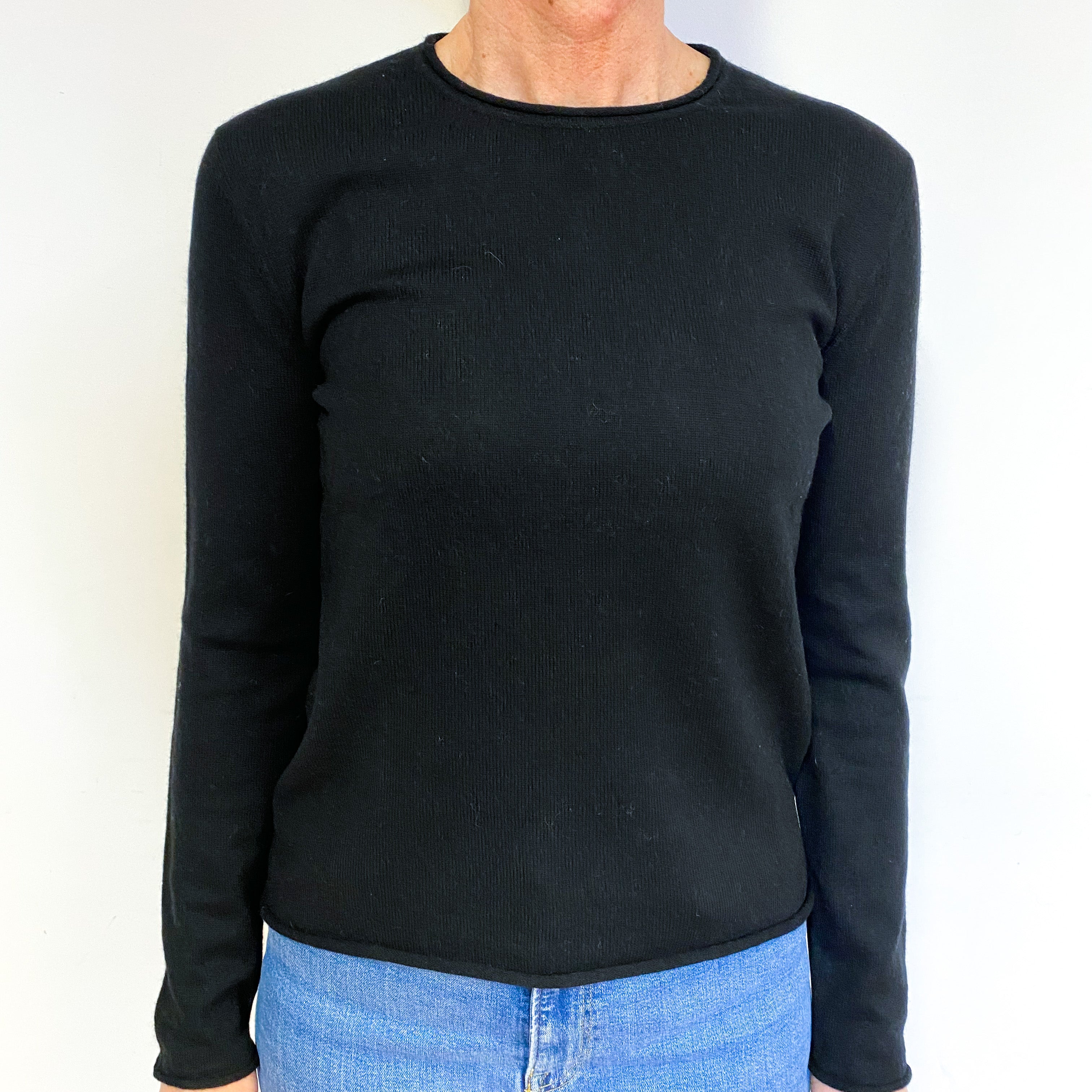 Black Cashmere Crew Neck Jumper Medium
