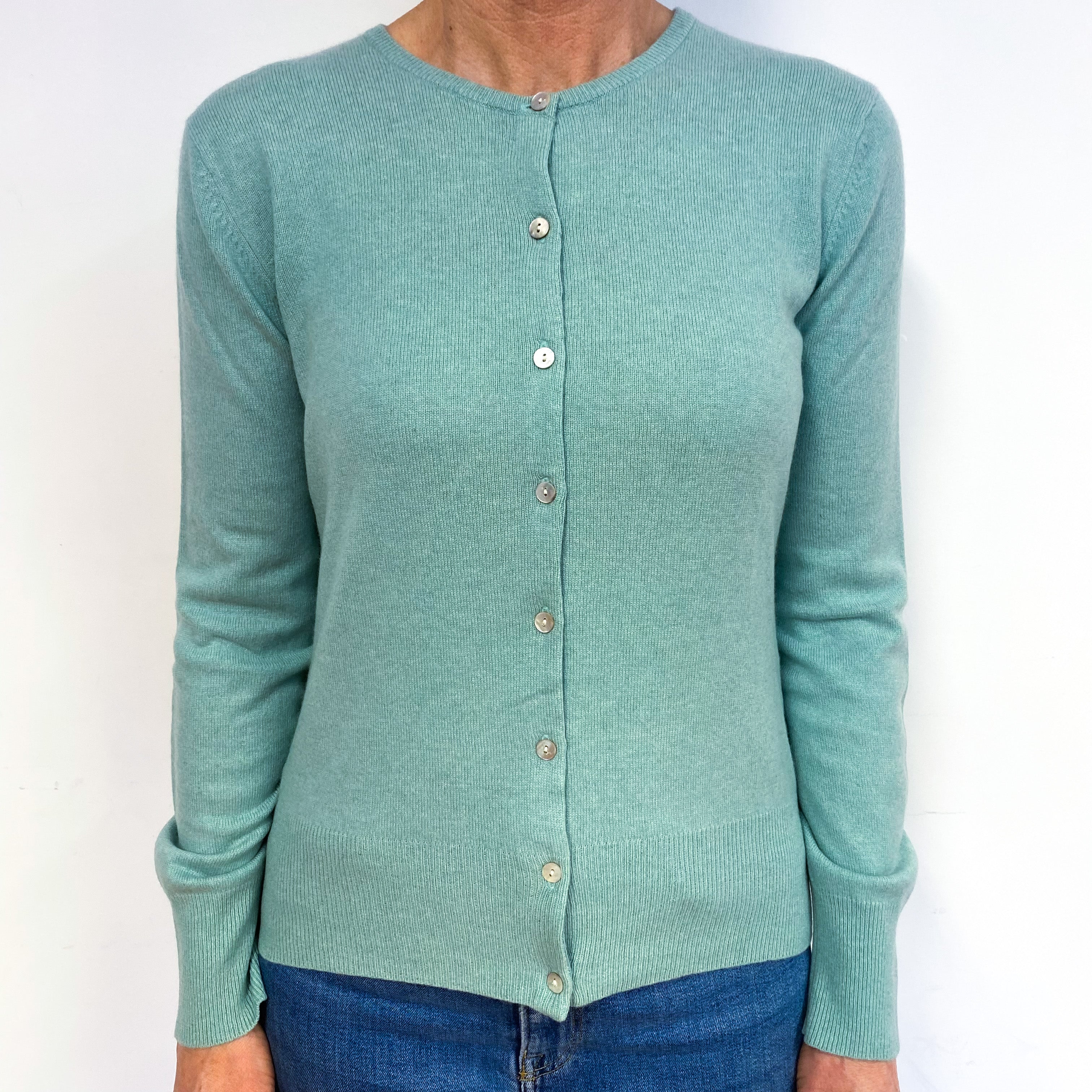 Mint Green Cashmere Cardigan Medium