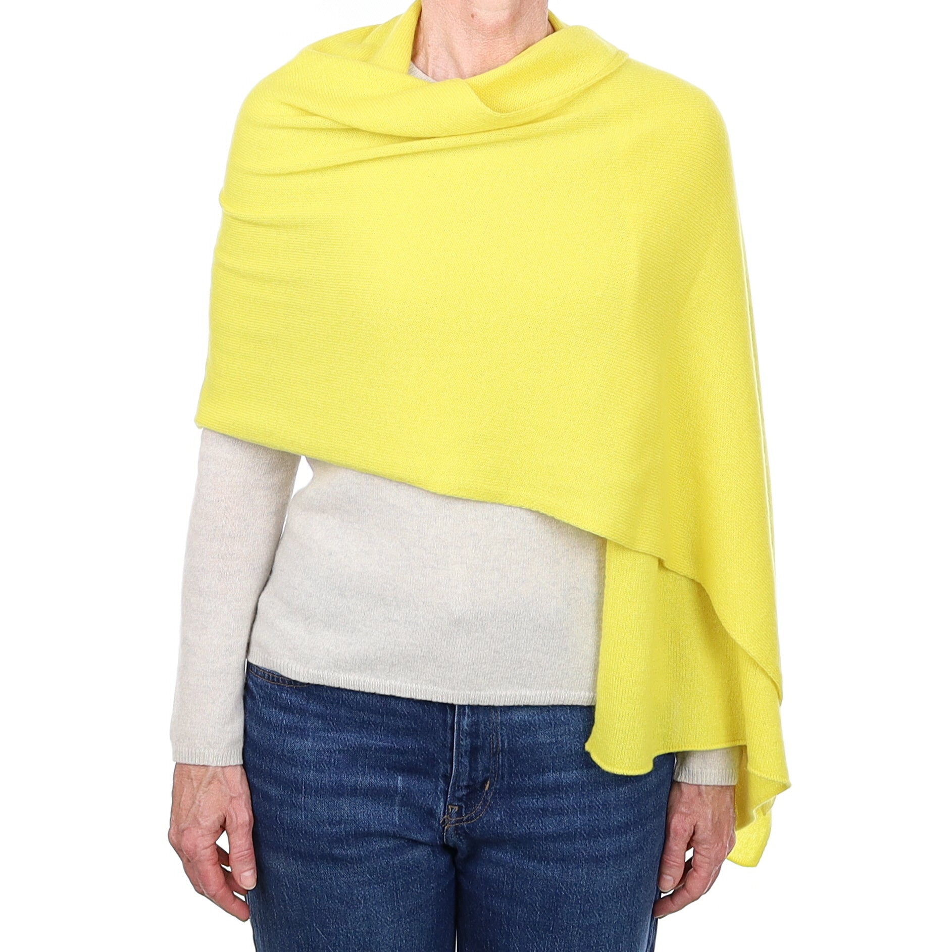 Brand New Scottish Lemon Yellow Gauzy Cashmere Wrap