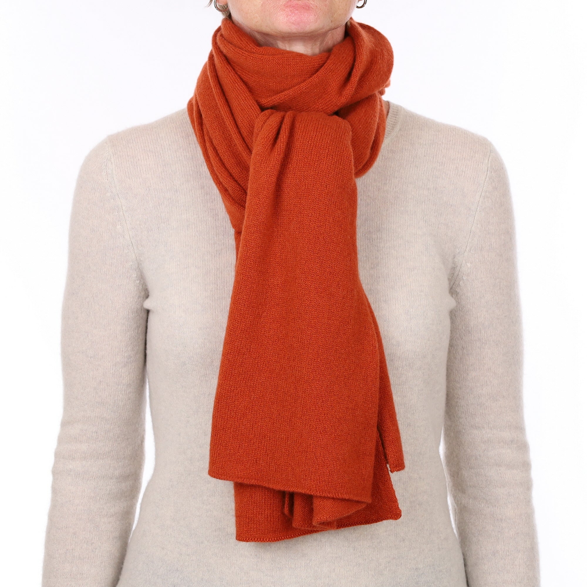 Brand New Scottish Burnt Orange Gauzy Cashmere Wrap