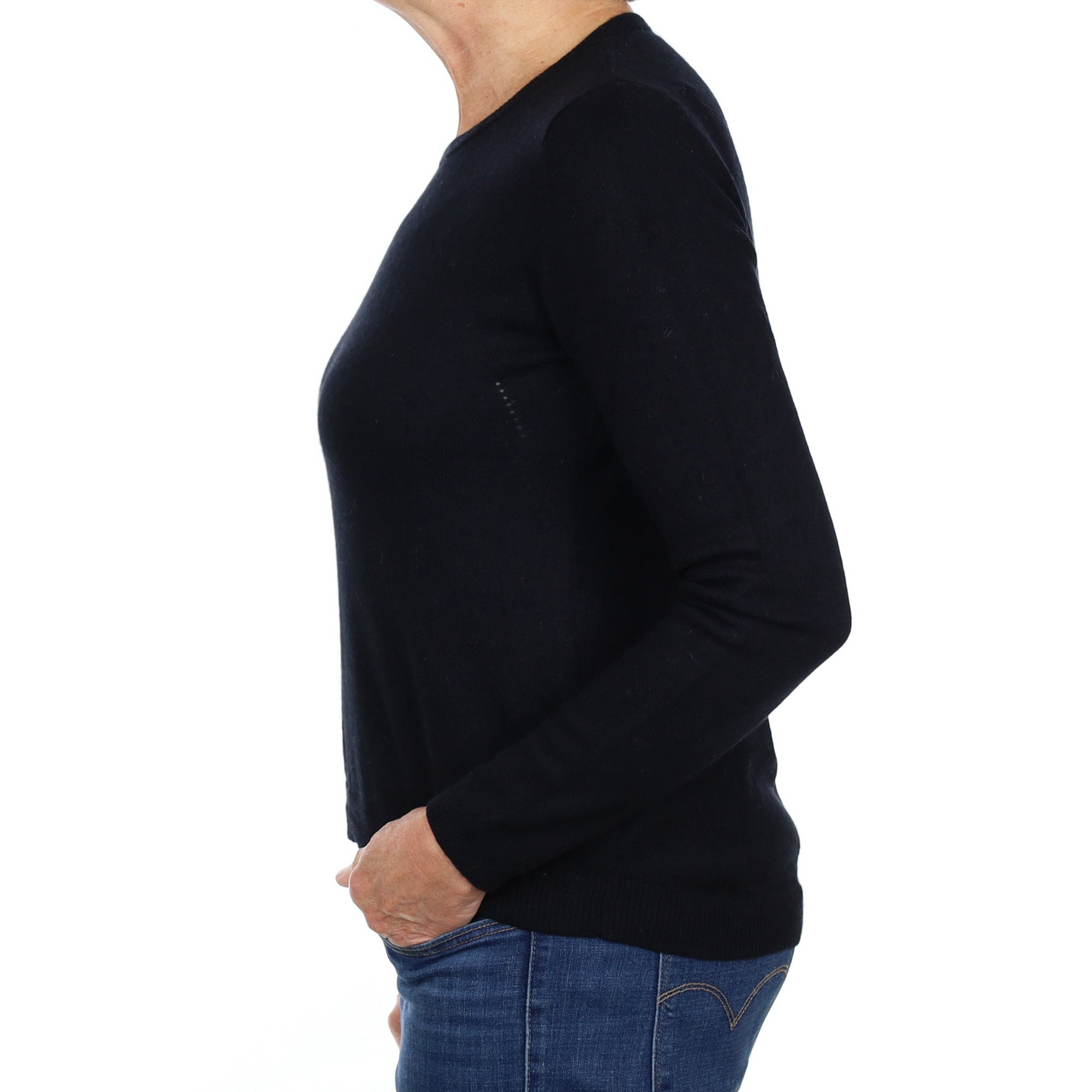 Black Cashmere Crew Neck Jumper Medium