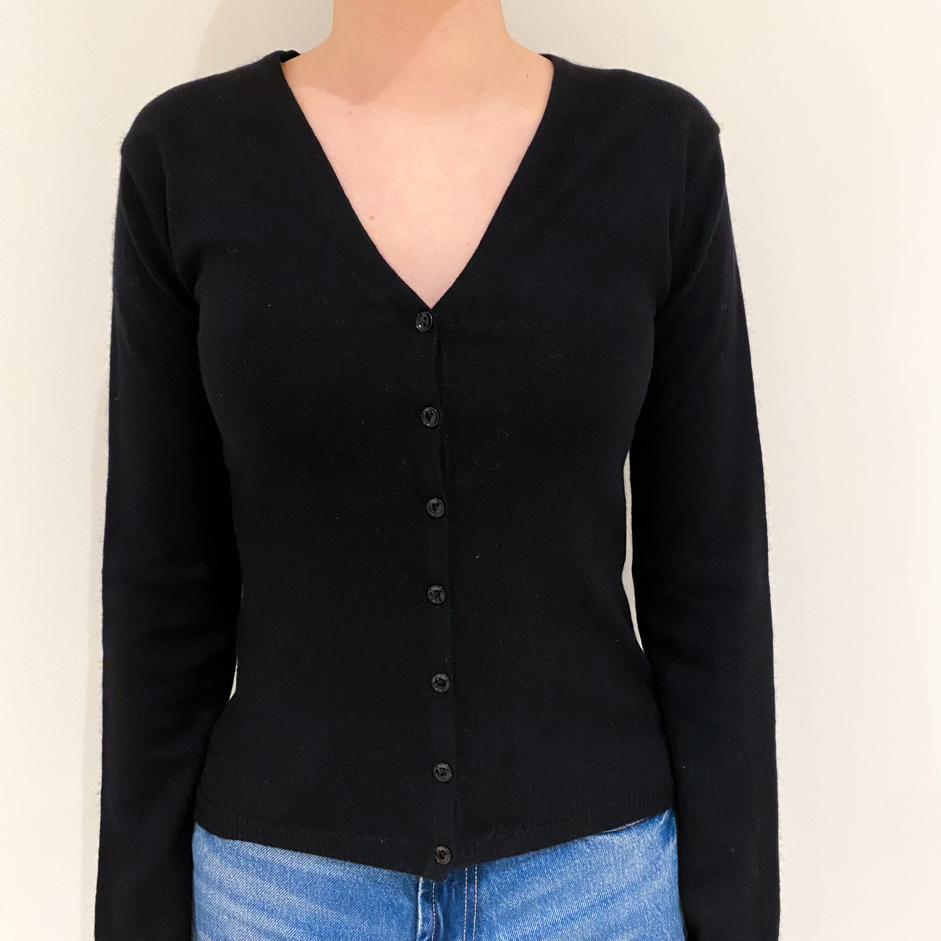 Black Cashmere V Neck Cardigan Extra Small