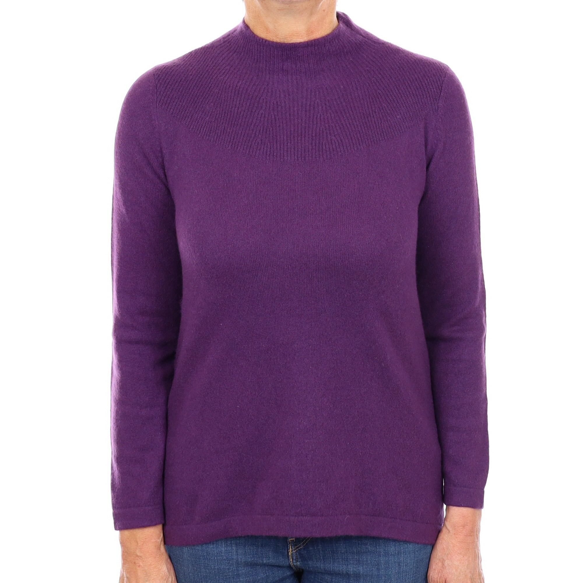 Pansy Purple Cashmere Turtle Neck Jumper Medium