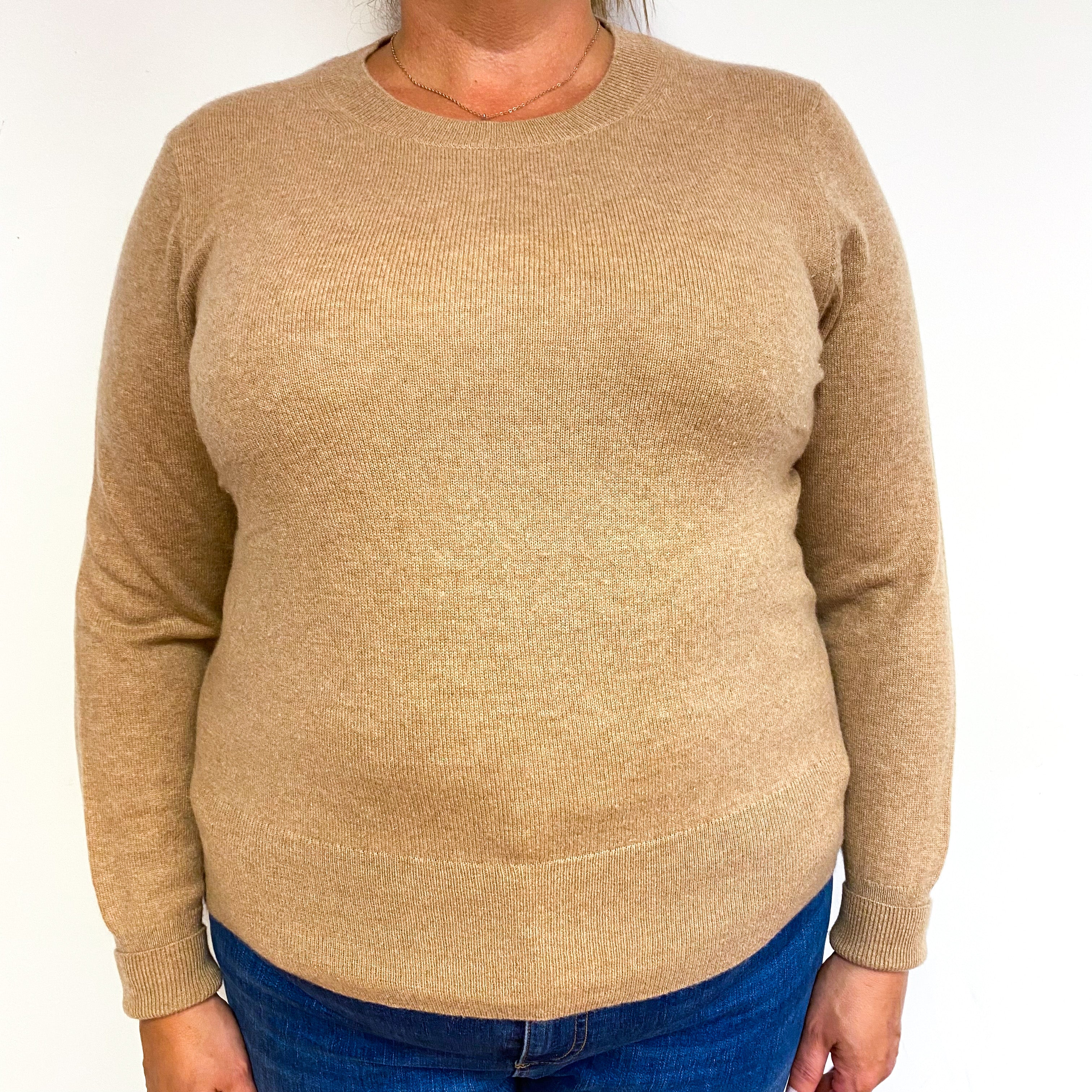 Caramel Brown Cashmere Crew Neck Jumper Extra Large