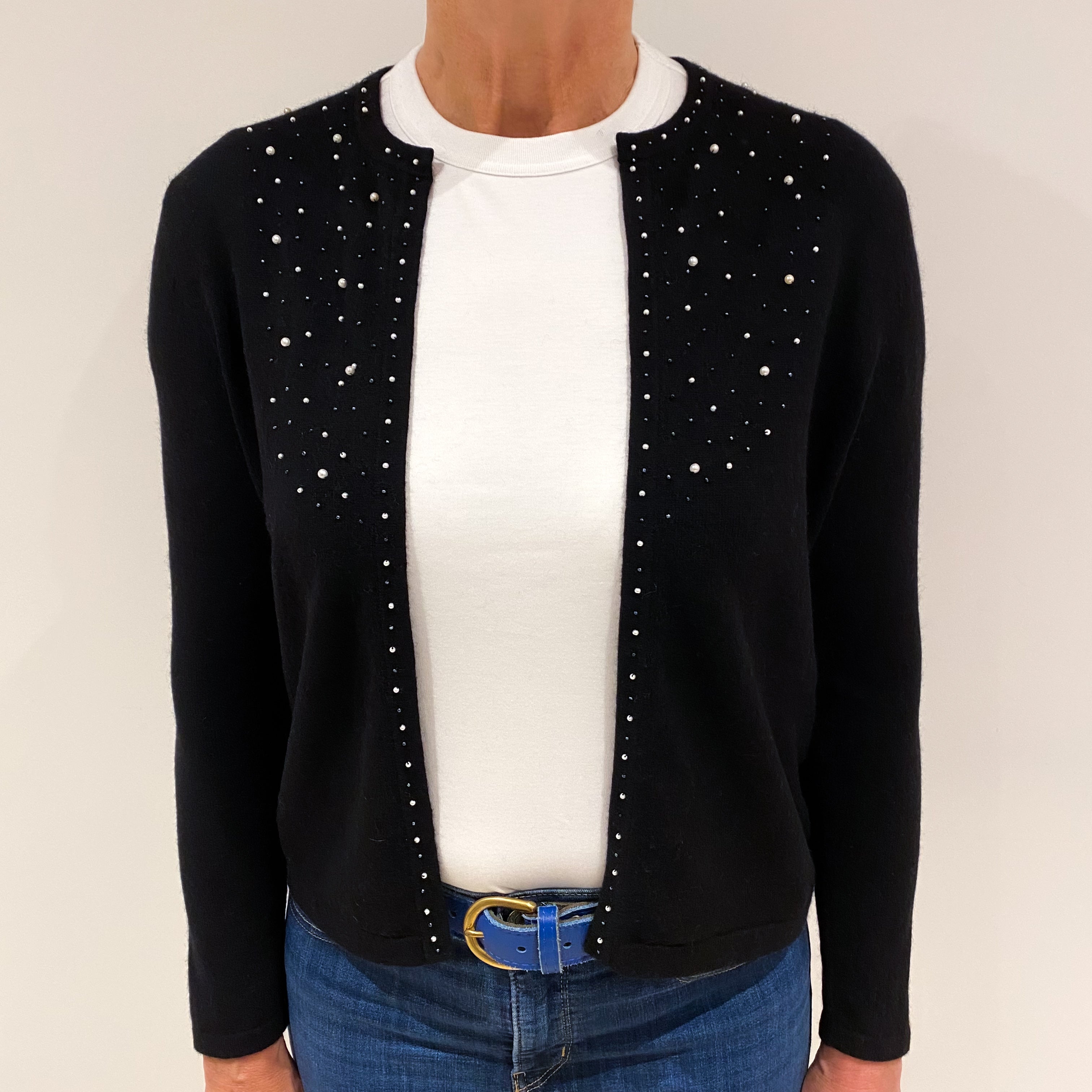 Black Cashmere Generous Fit Cardigan Medium