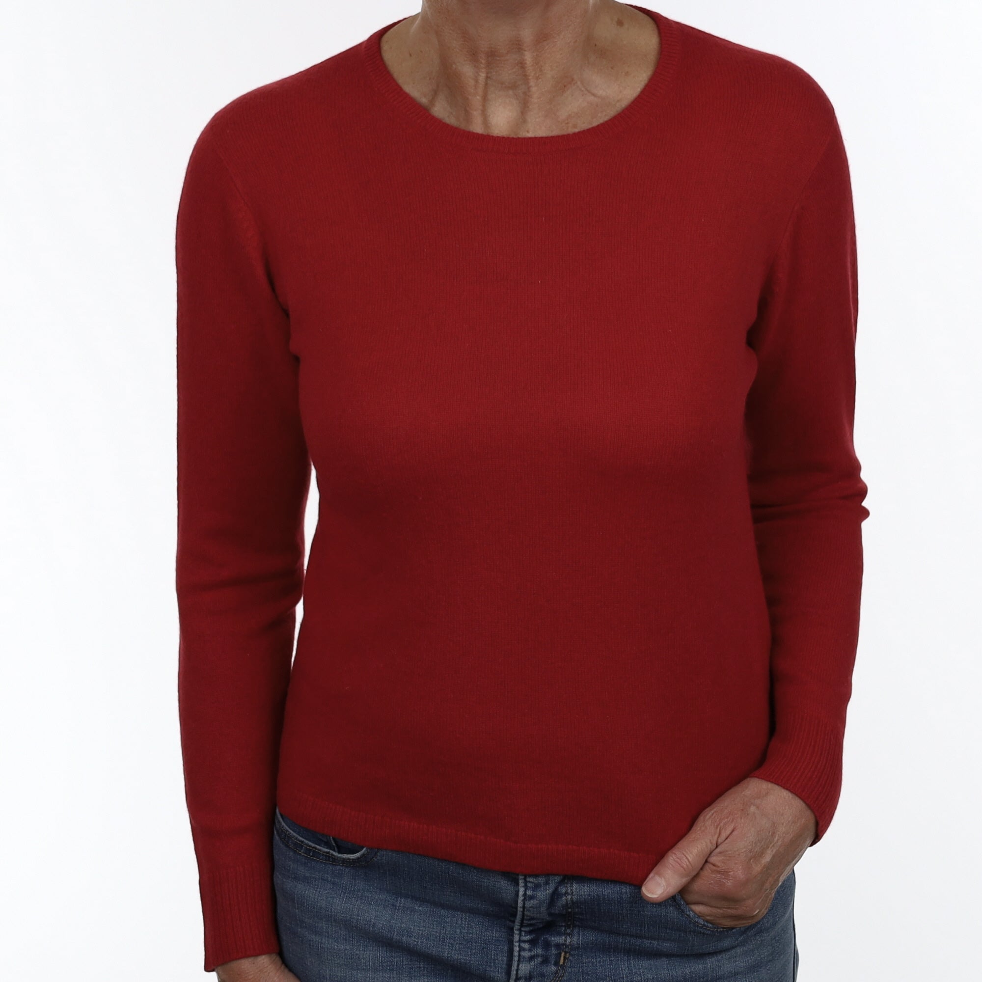 Postbox Red Cashmere Crew Neck Jumper Medium