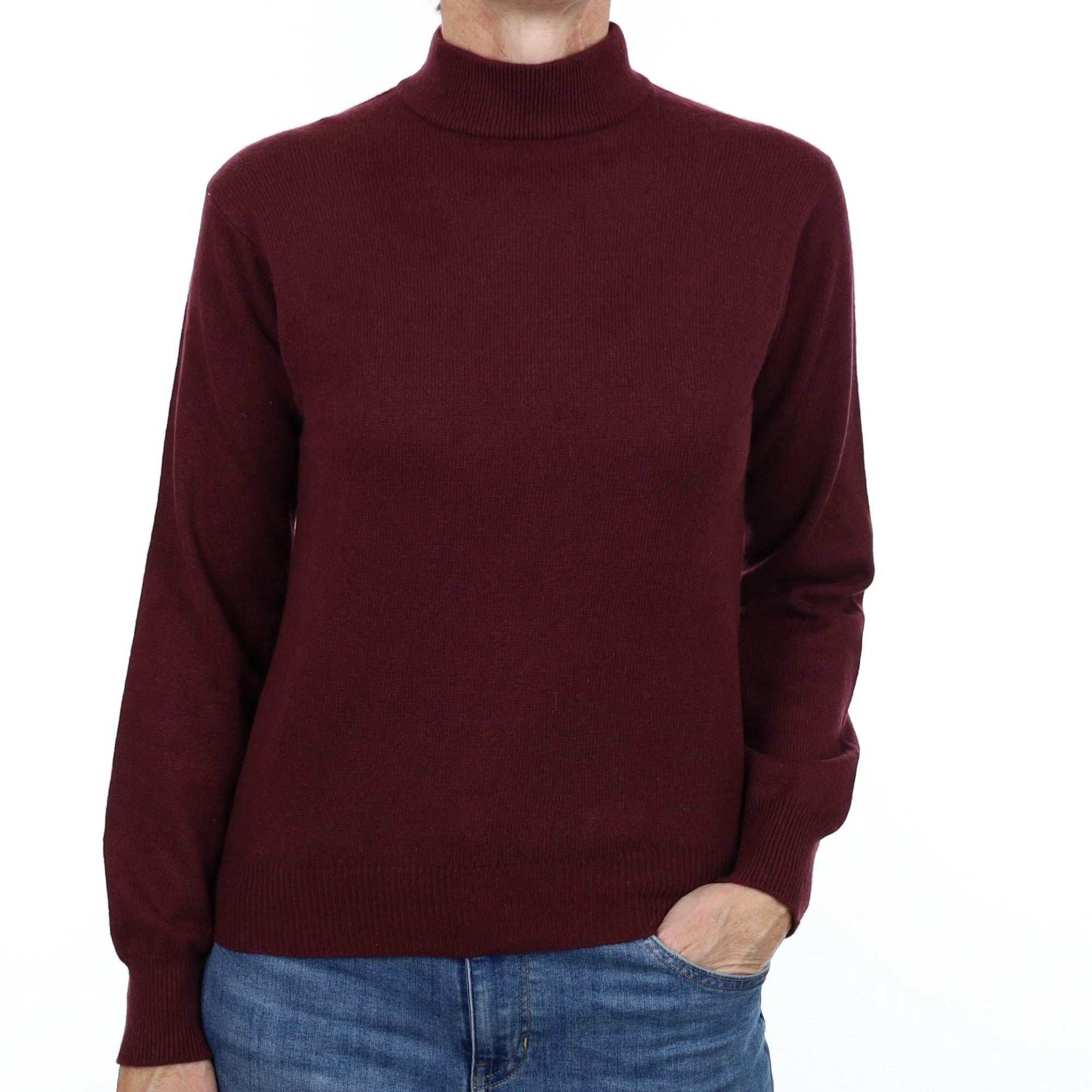 Port Red Cashmere Turtle Neck Jumper Small