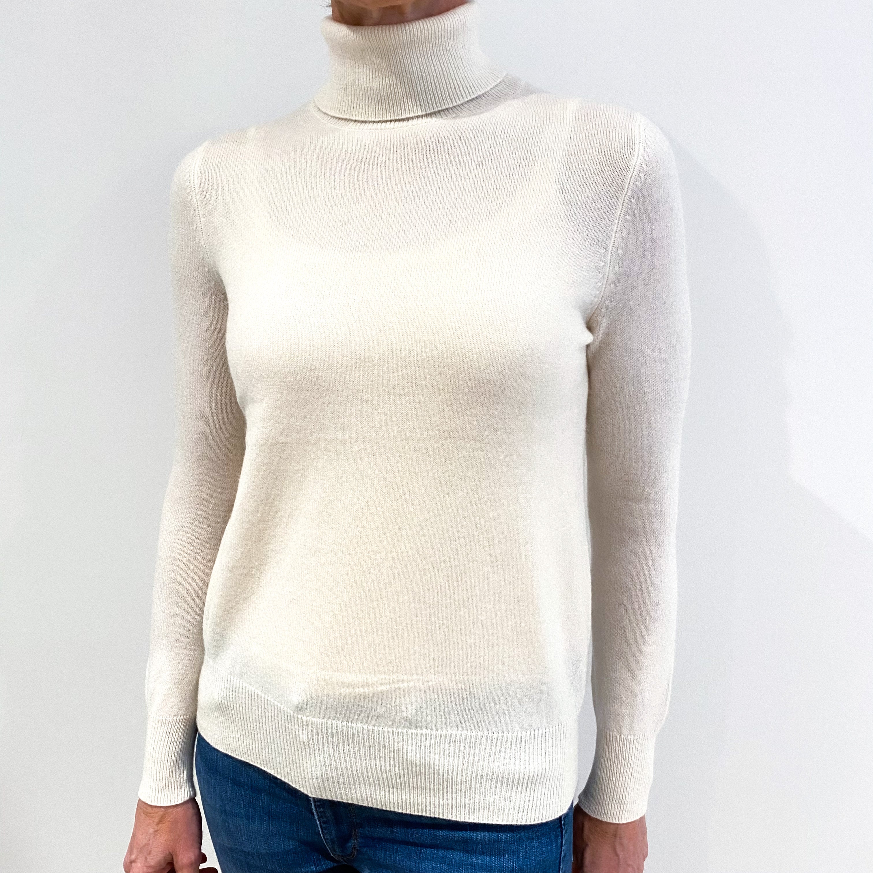 Cream Cashmere Polo Neck Jumper Small