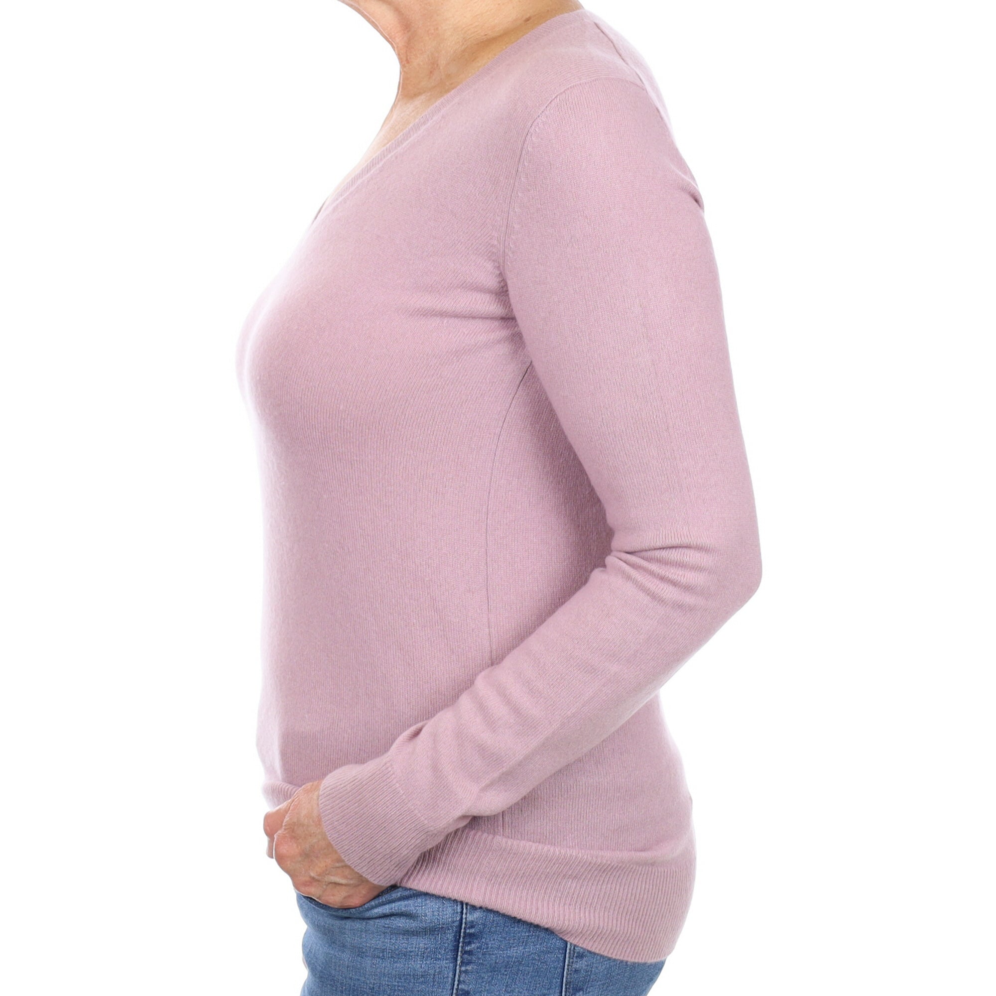 Theory Dusky Mauve Cashmere V Neck Jumper Medium