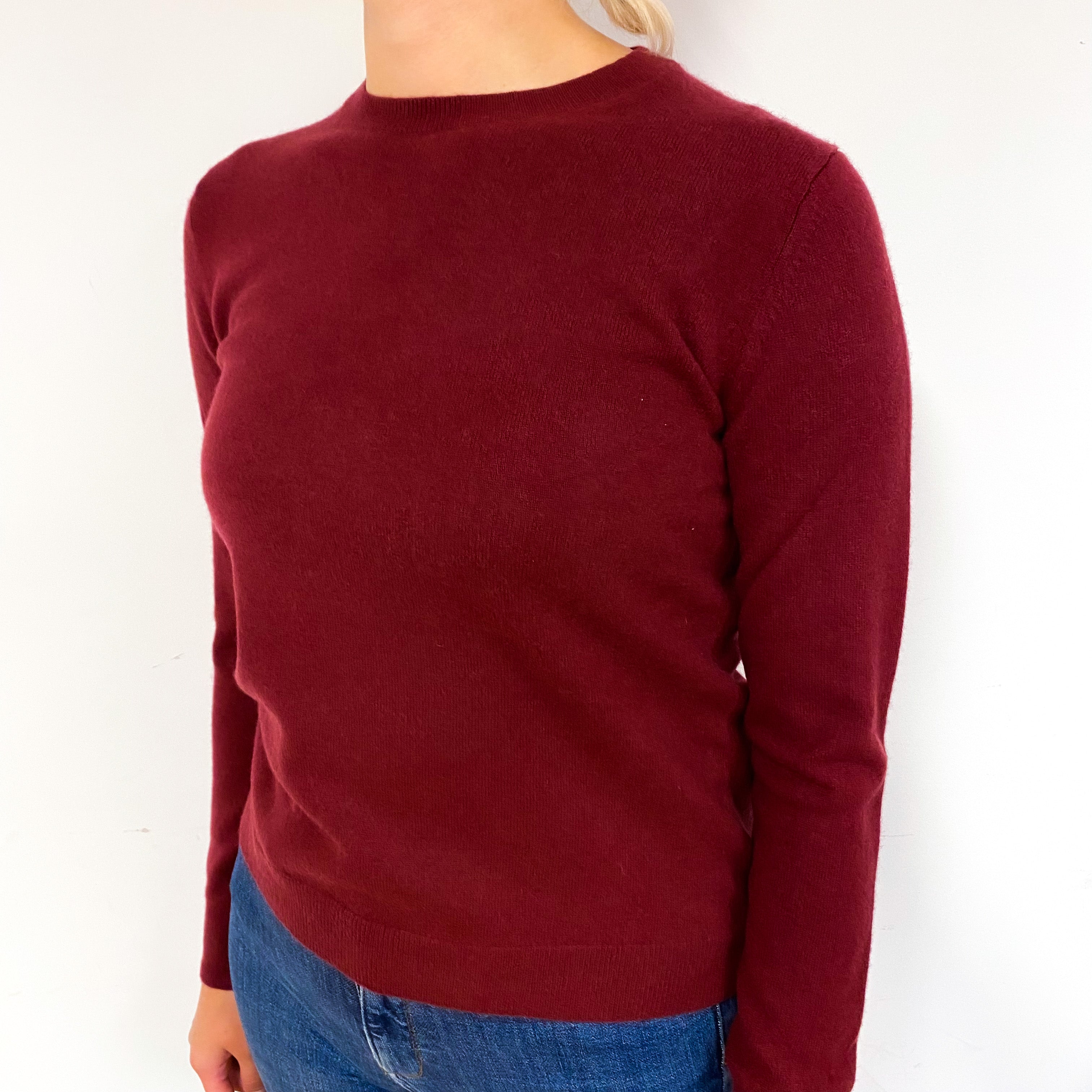 Maroon Red Cashmere Crew Neck Jumper Small