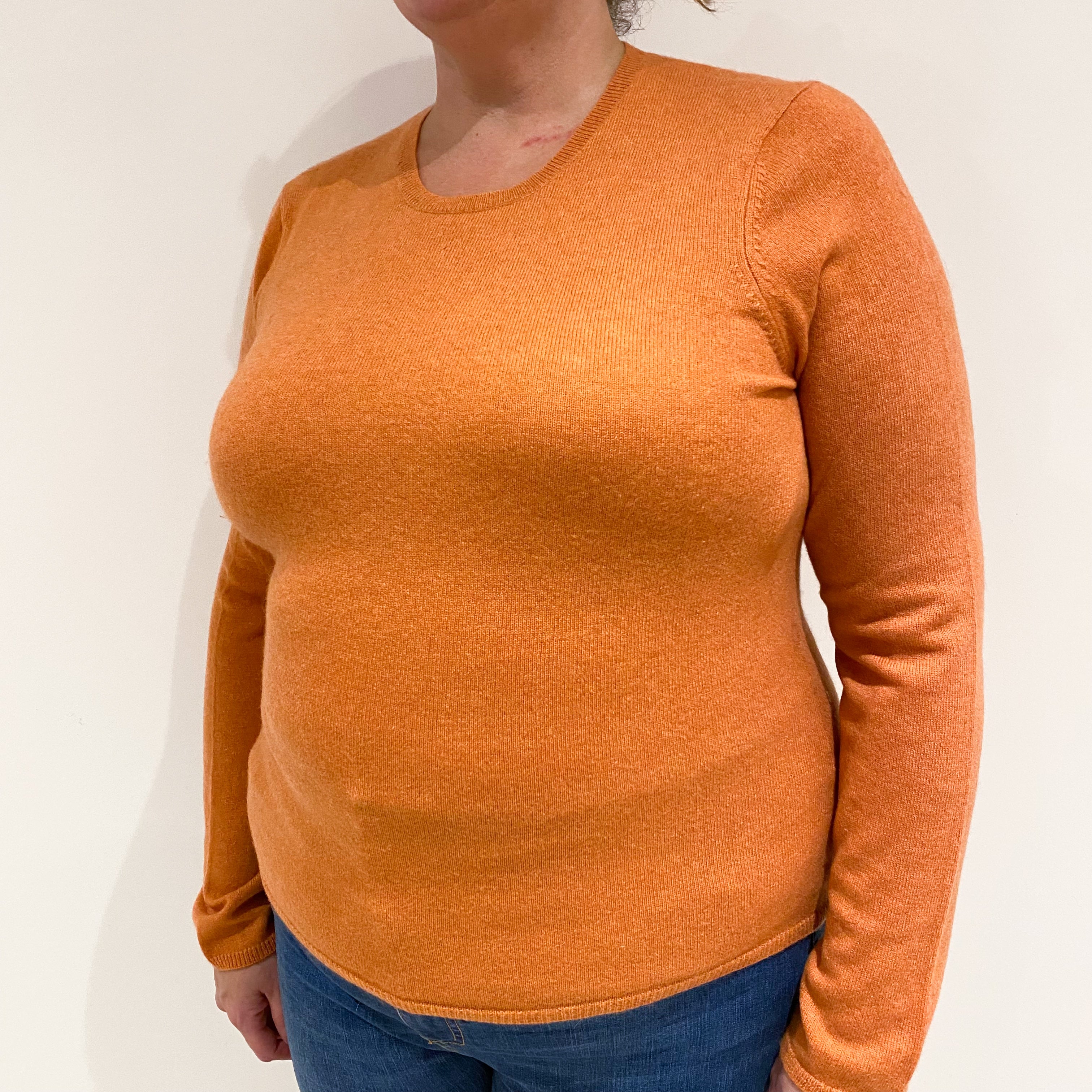 Pumpkin Orange Cashmere Crew Neck Jumper Extra Large