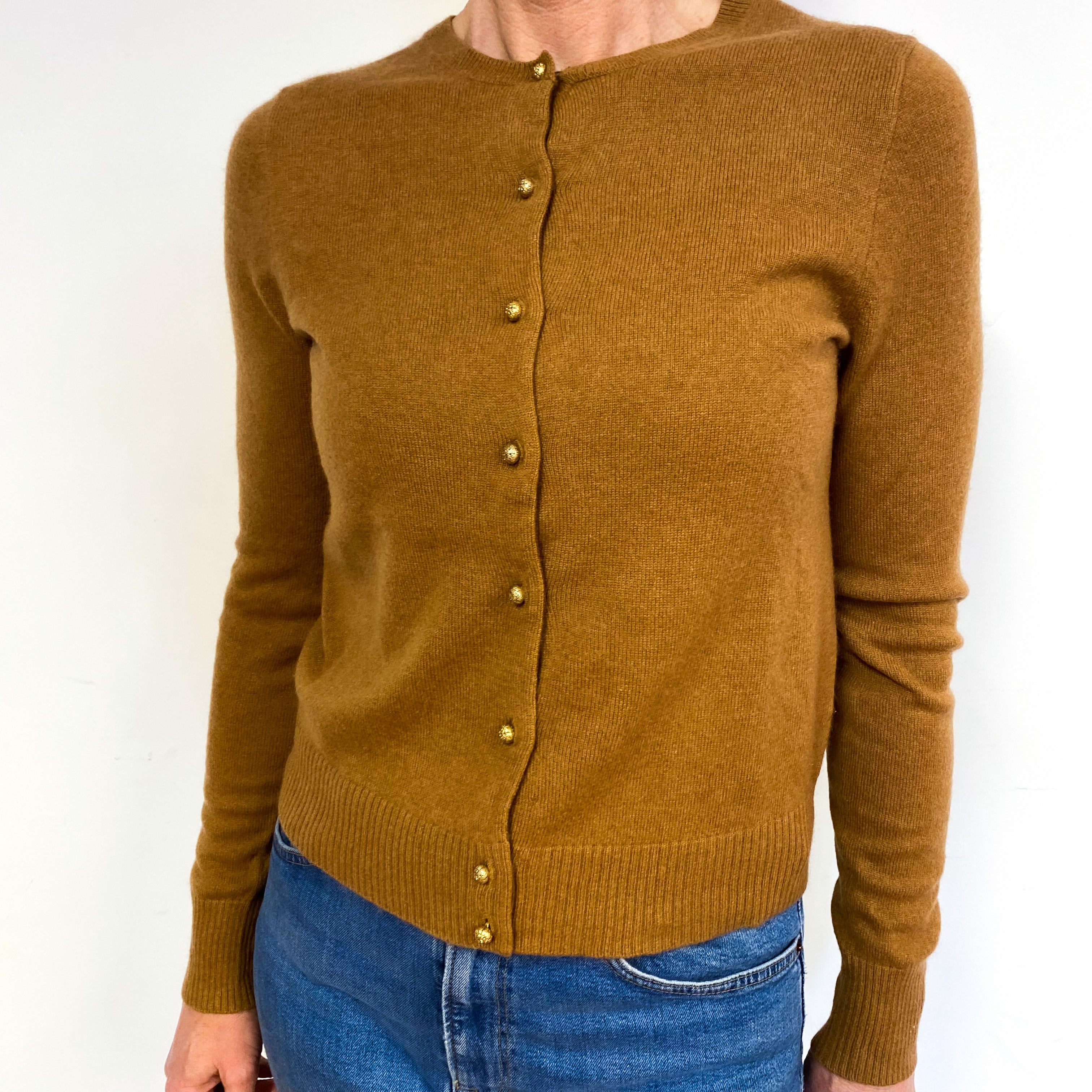 Deep Butterscotch Brown Cashmere Cardigan Medium